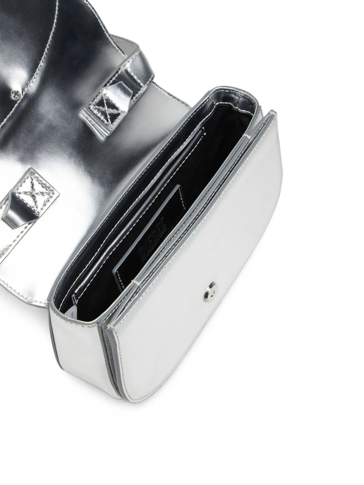 silver leather shoulder bag