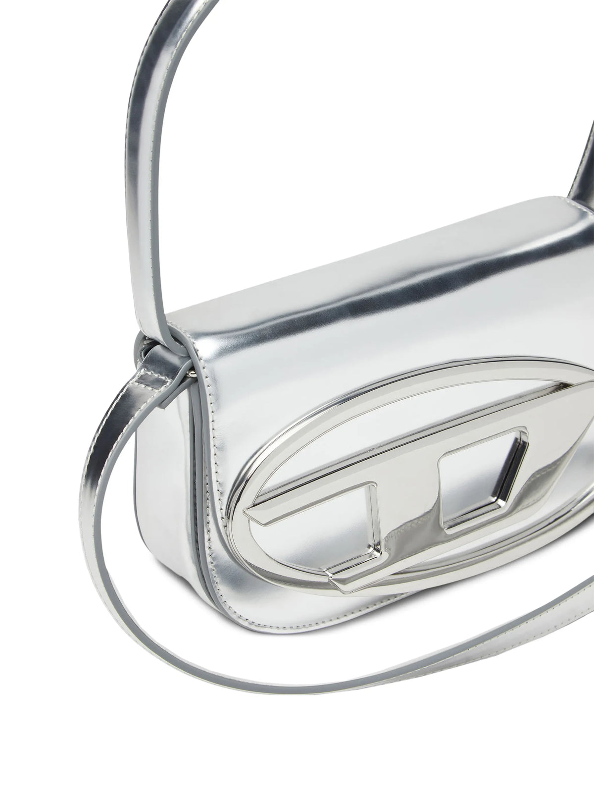 silver leather shoulder bag
