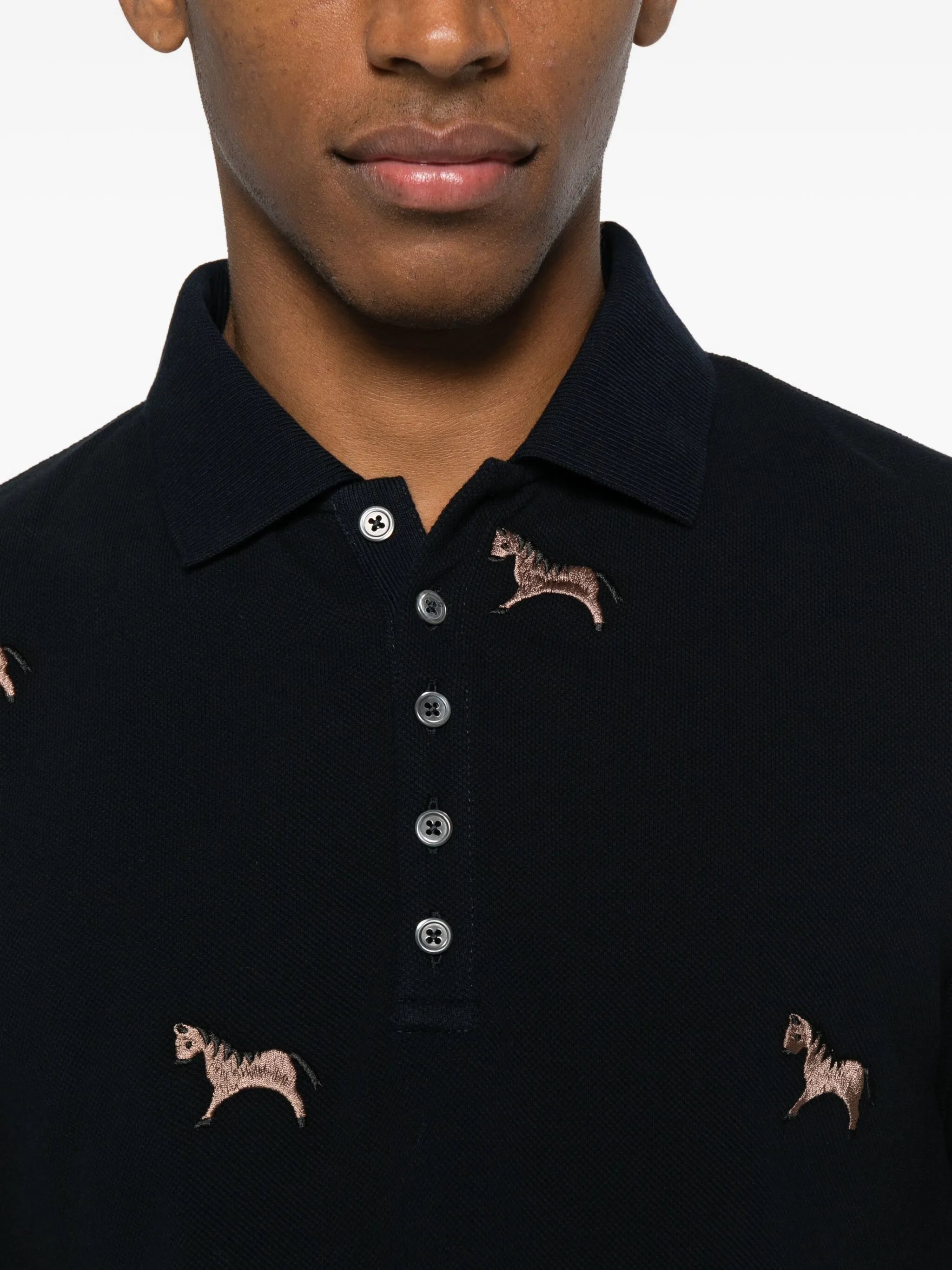 horse-embroidery short-sleeve polo shirt