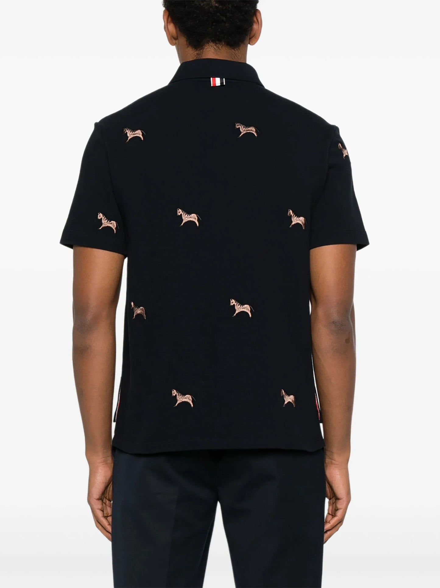 horse-embroidery short-sleeve polo shirt