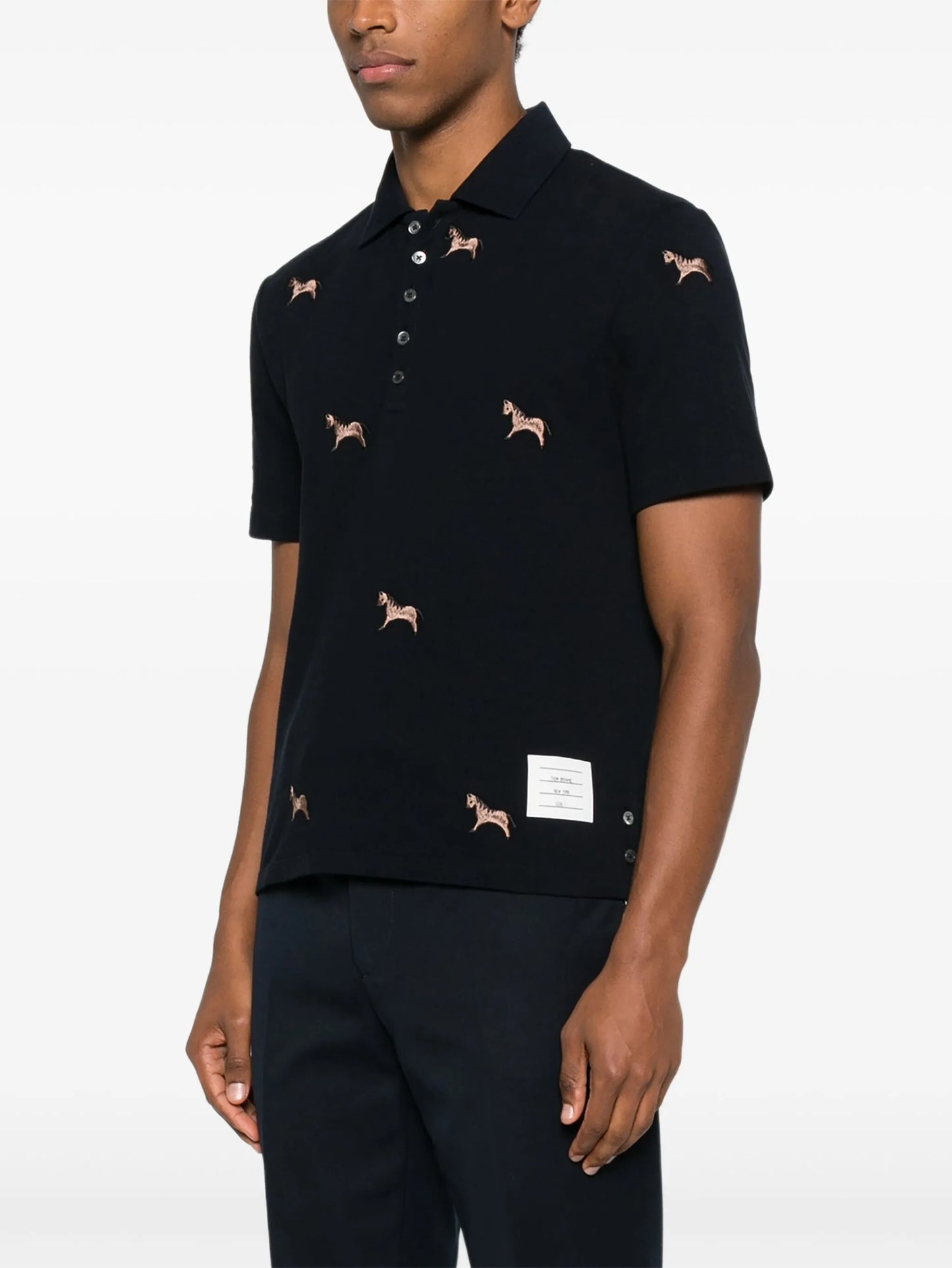 horse-embroidery short-sleeve polo shirt