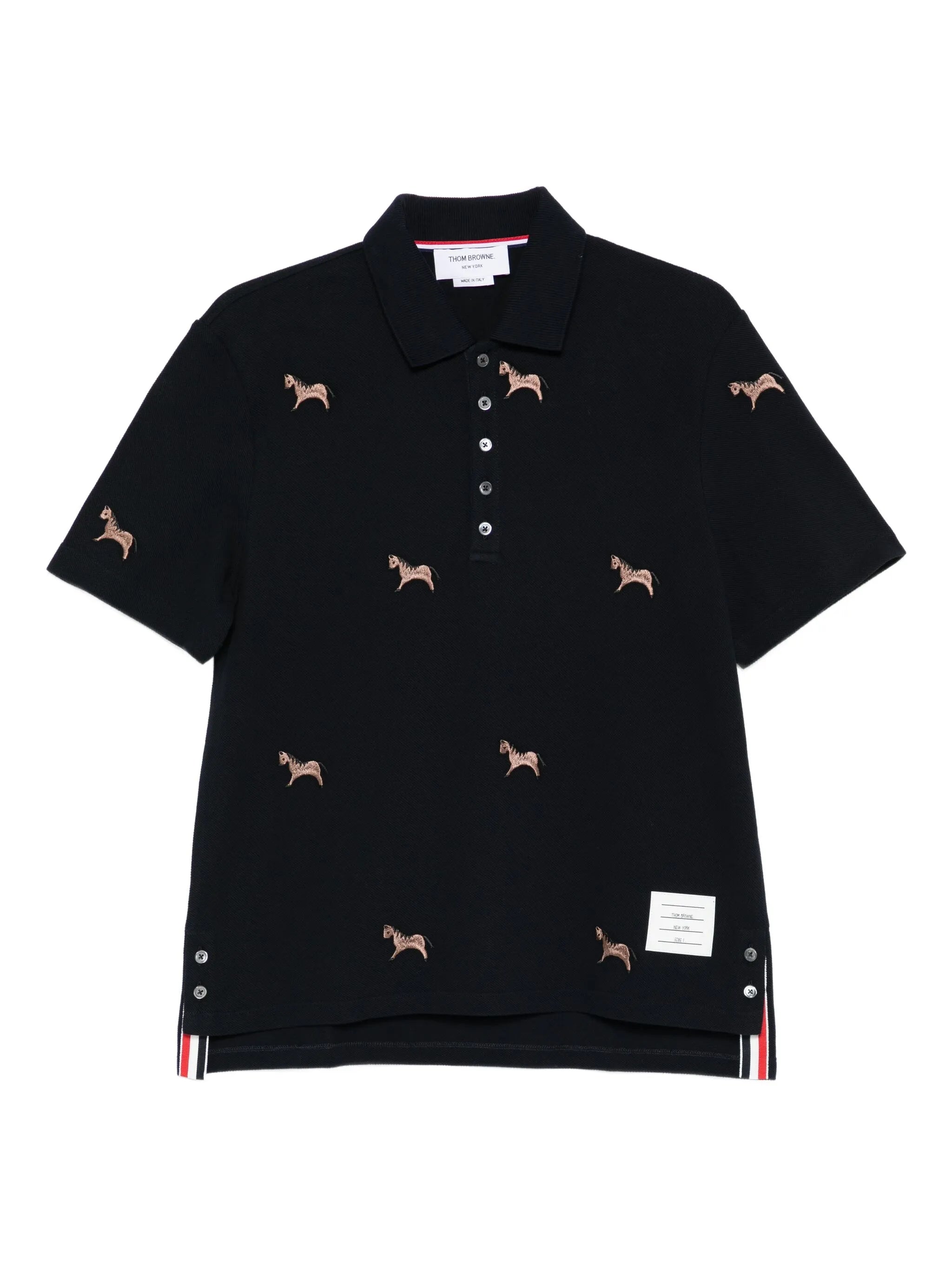 horse-embroidery short-sleeve polo shirt