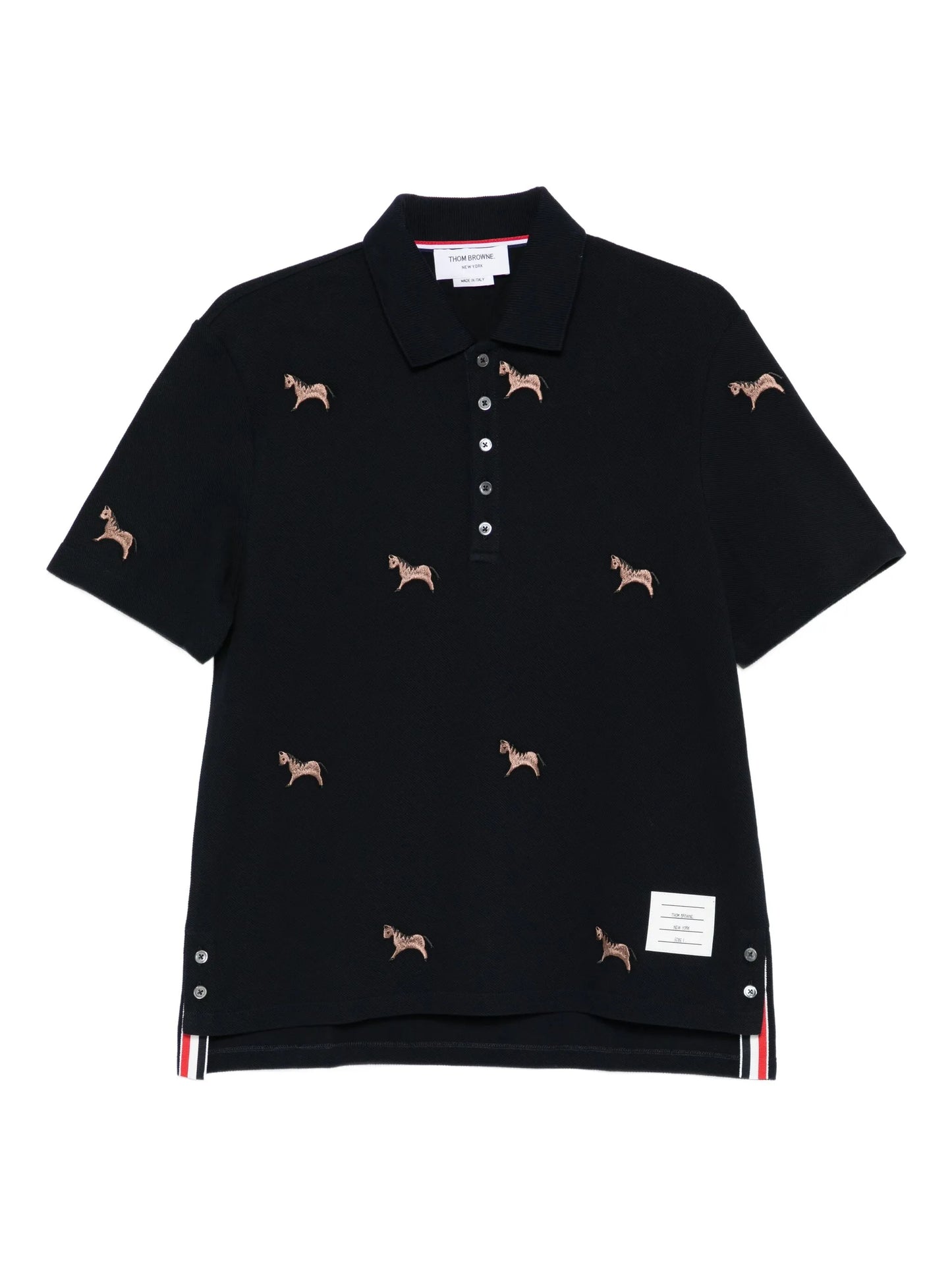 horse-embroidery short-sleeve polo shirt
