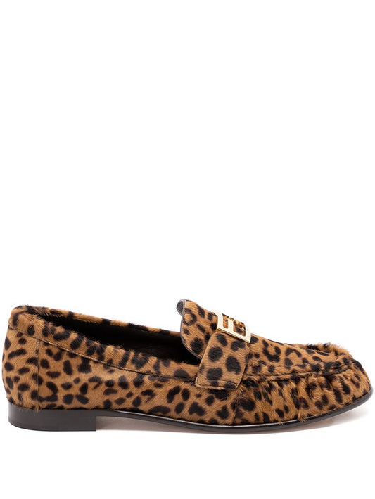 leopard-print logo-detail loafers