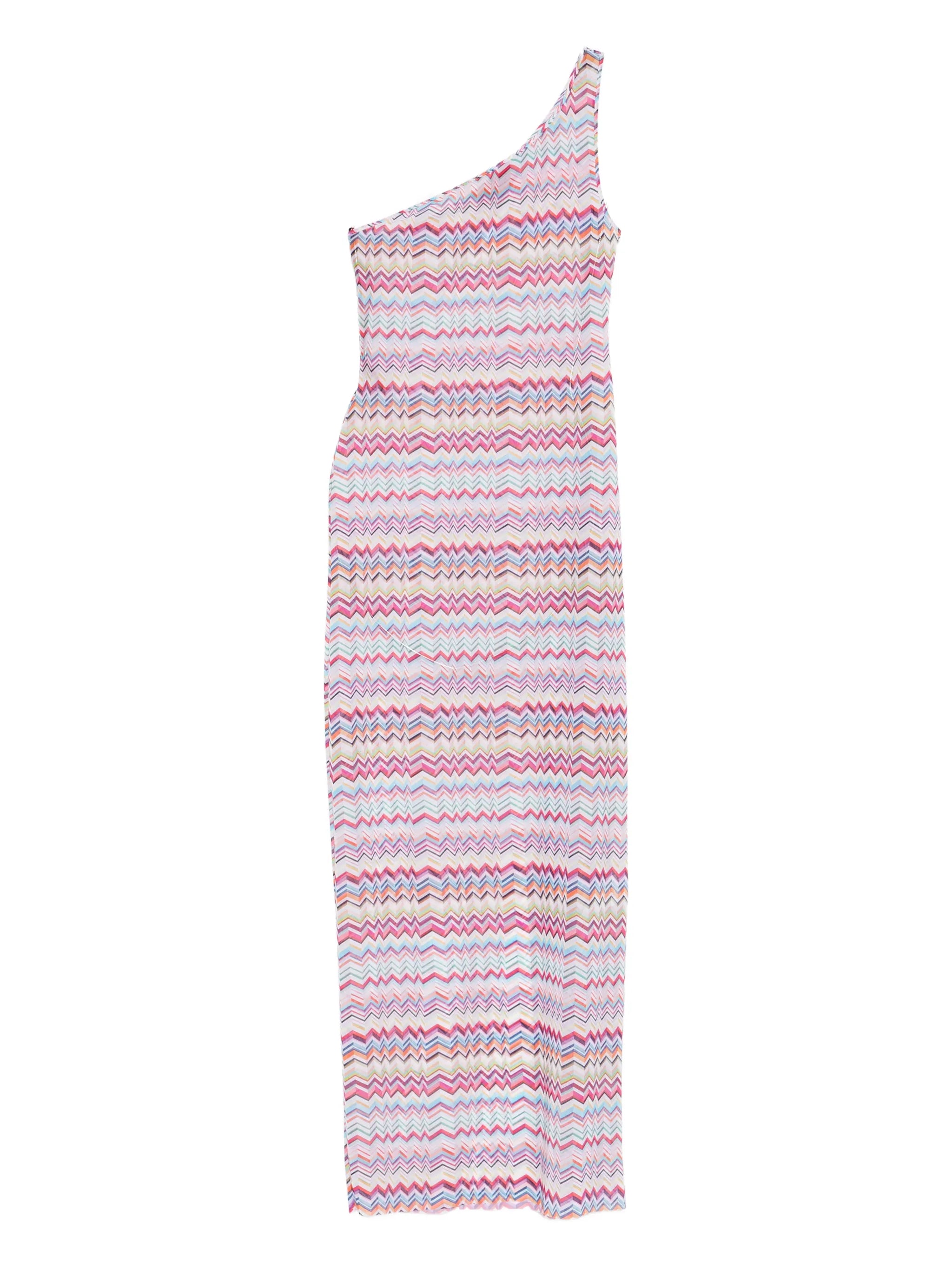 one-shoulder chevron maxi dress