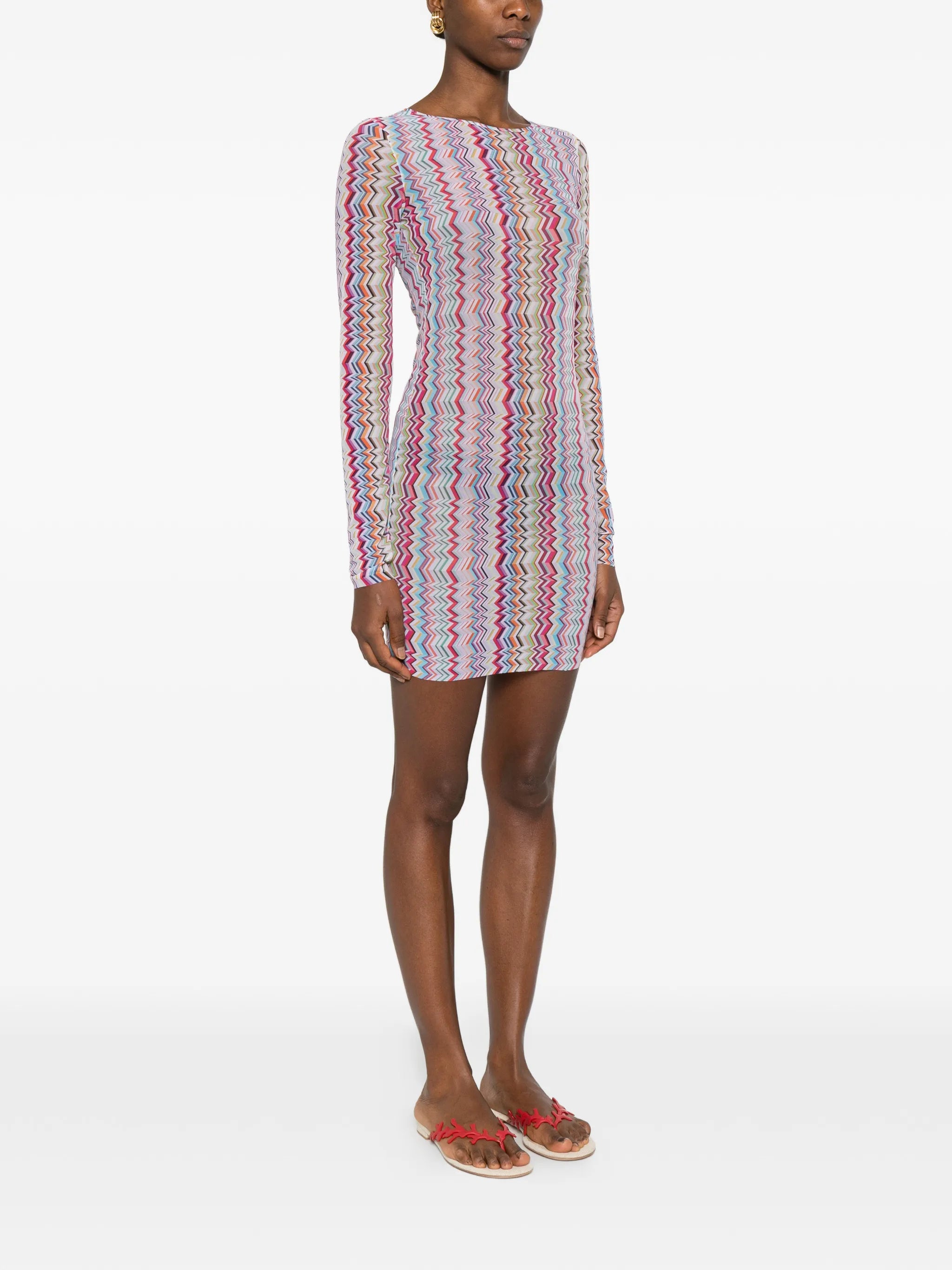 chevron-pattern mini dress