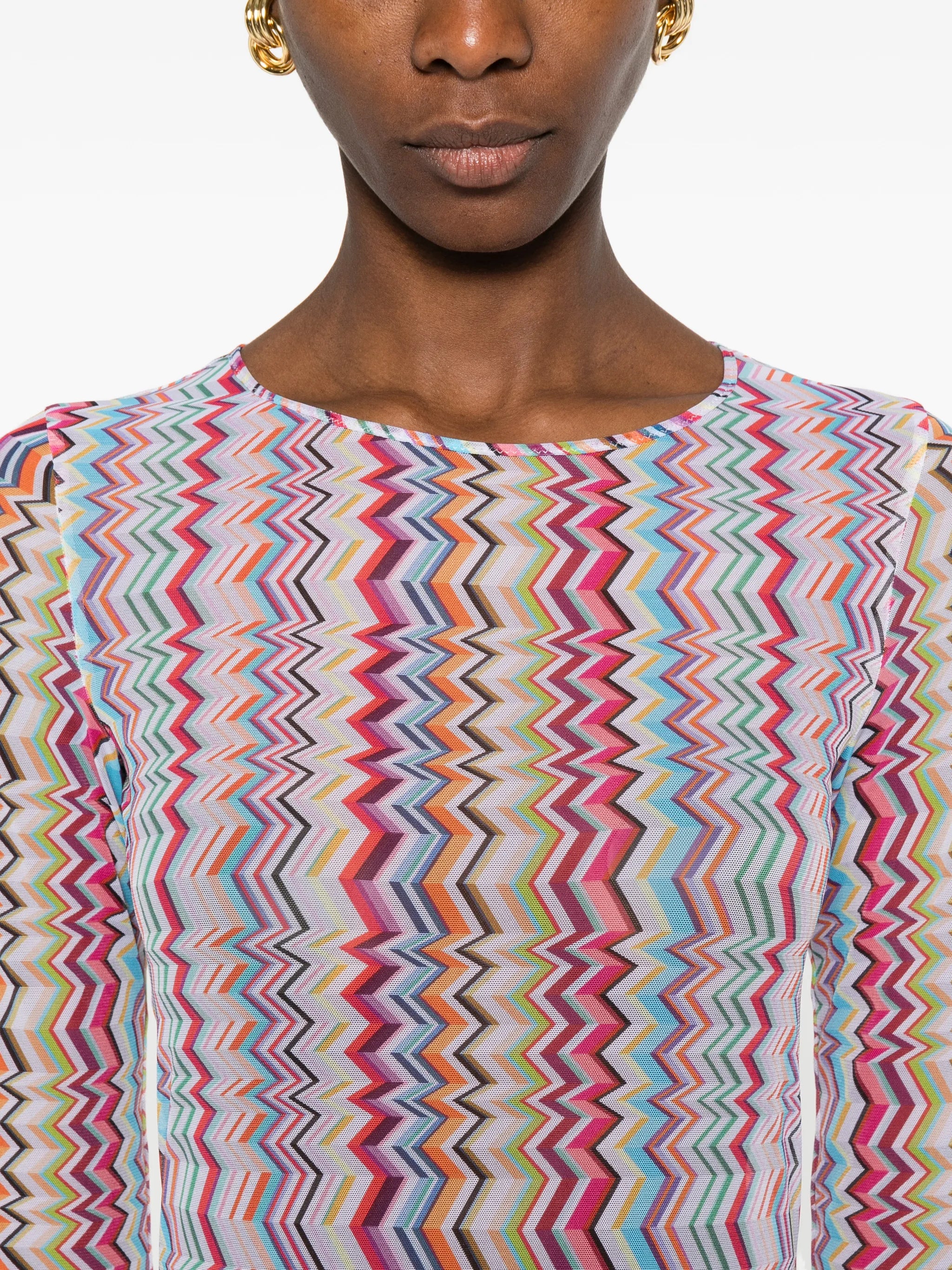 chevron-pattern mini dress