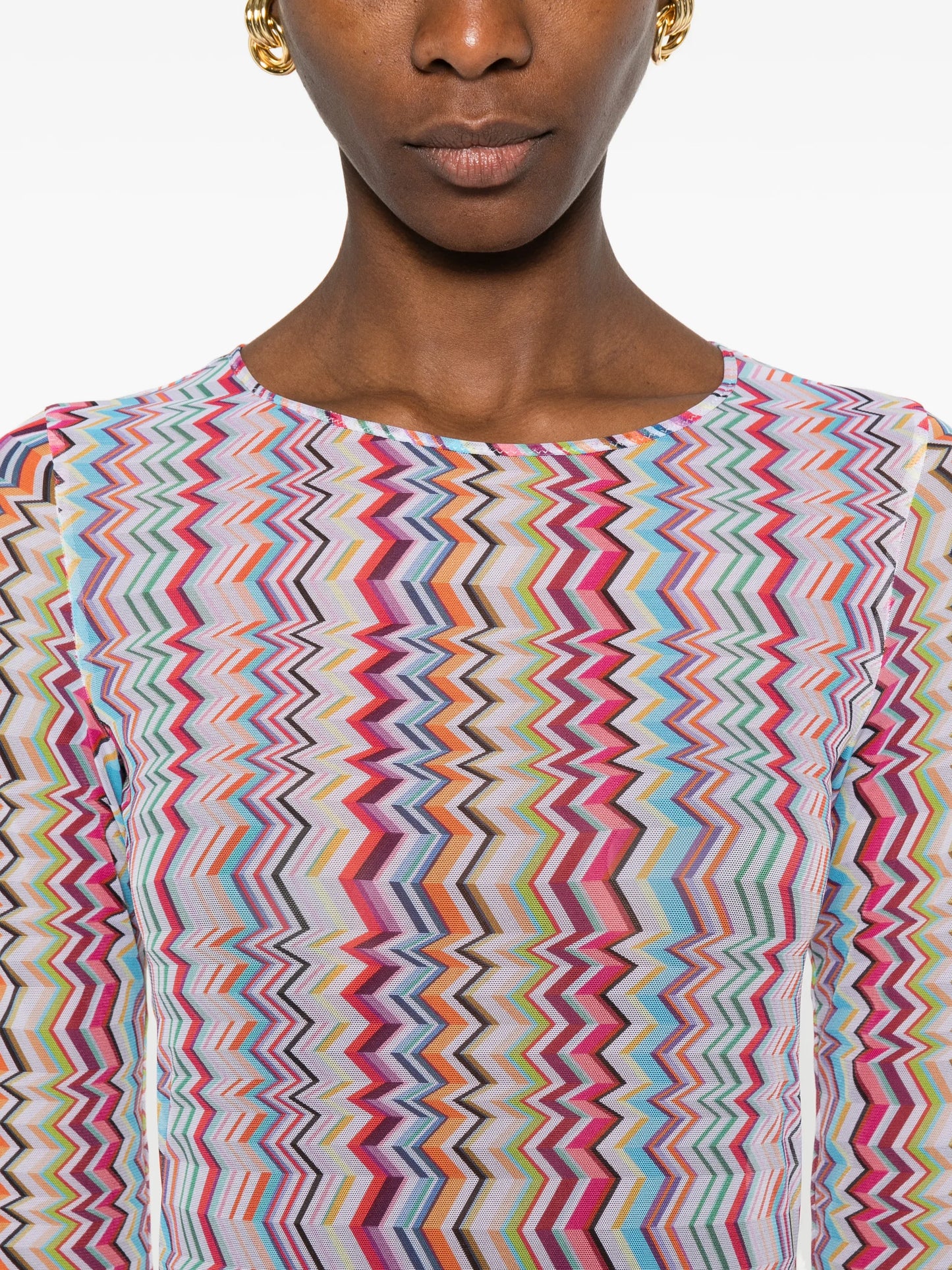 chevron-pattern mini dress