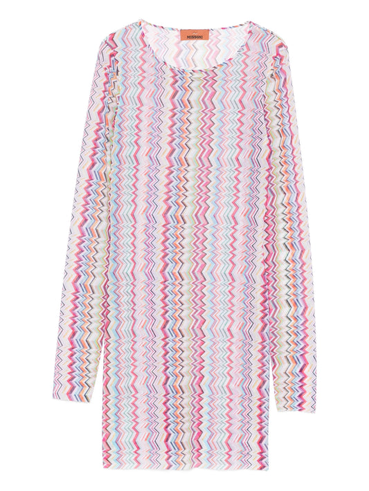 chevron-pattern mini dress