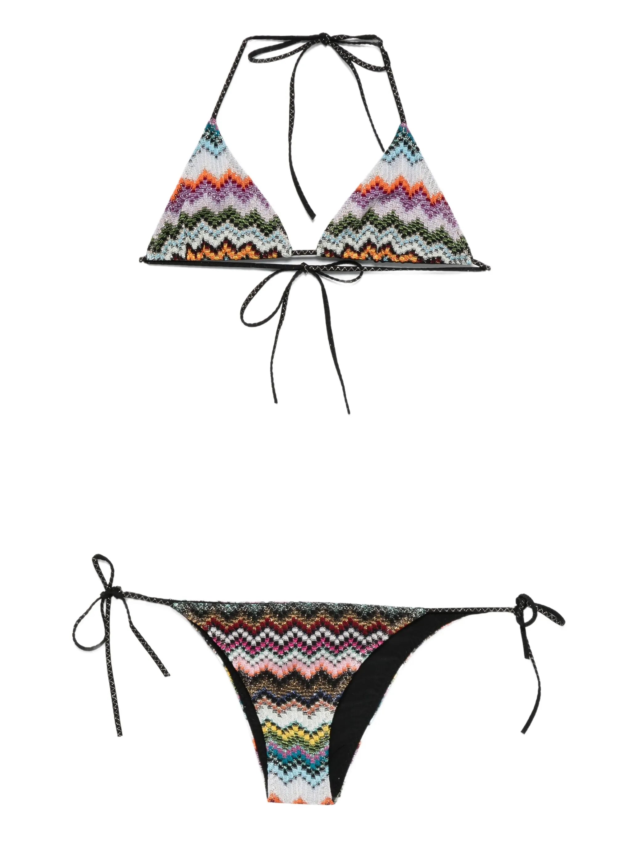 chevron-pattern triangle bikini set