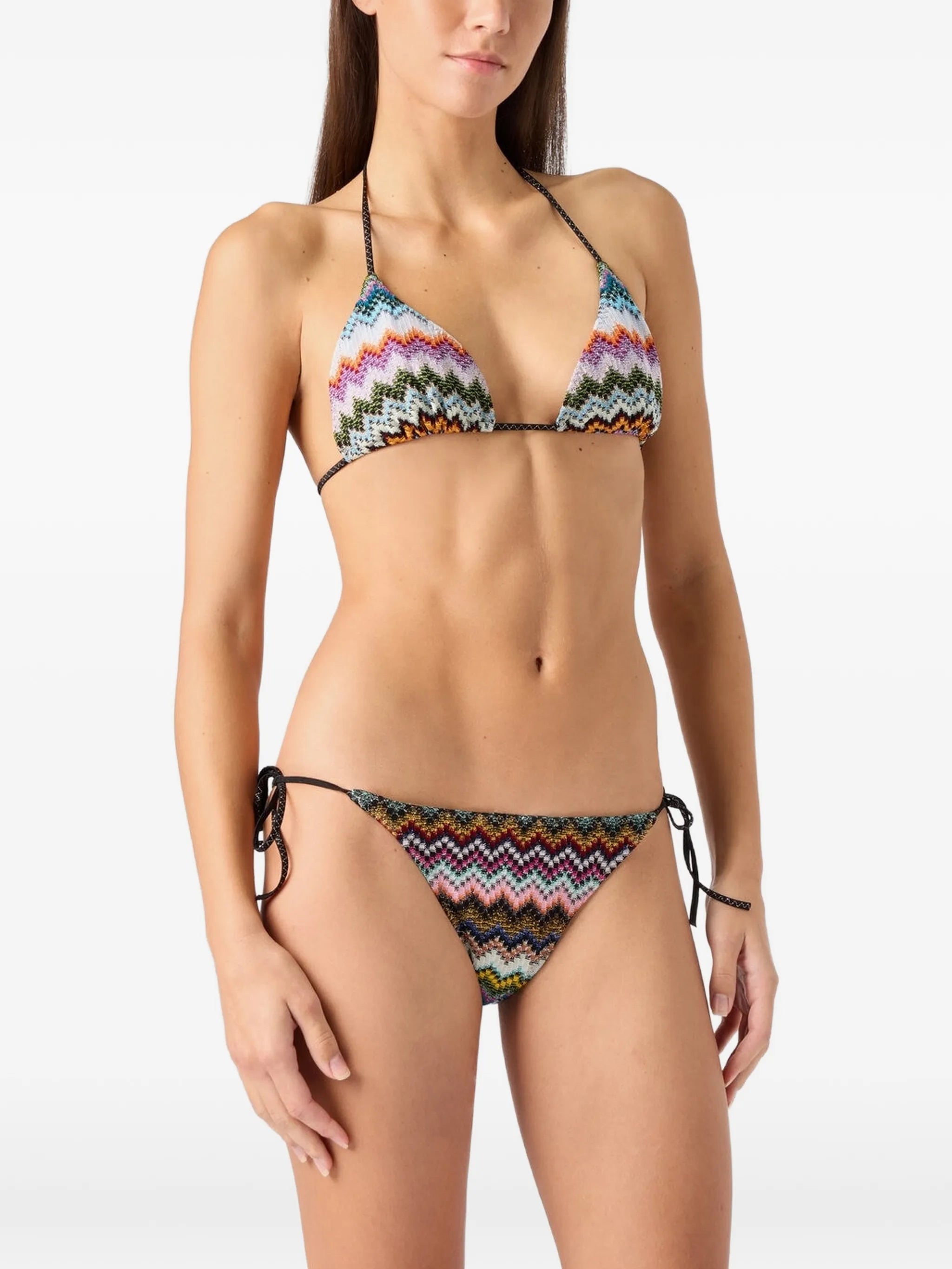 chevron-pattern triangle bikini set