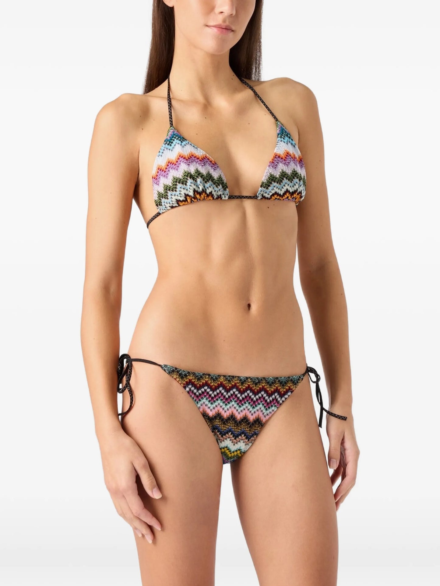 chevron-pattern triangle bikini set