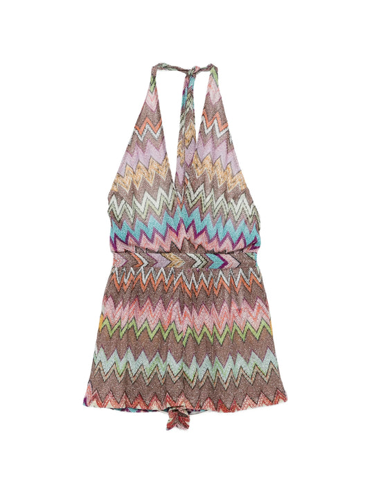 chevron V-neck playsuit