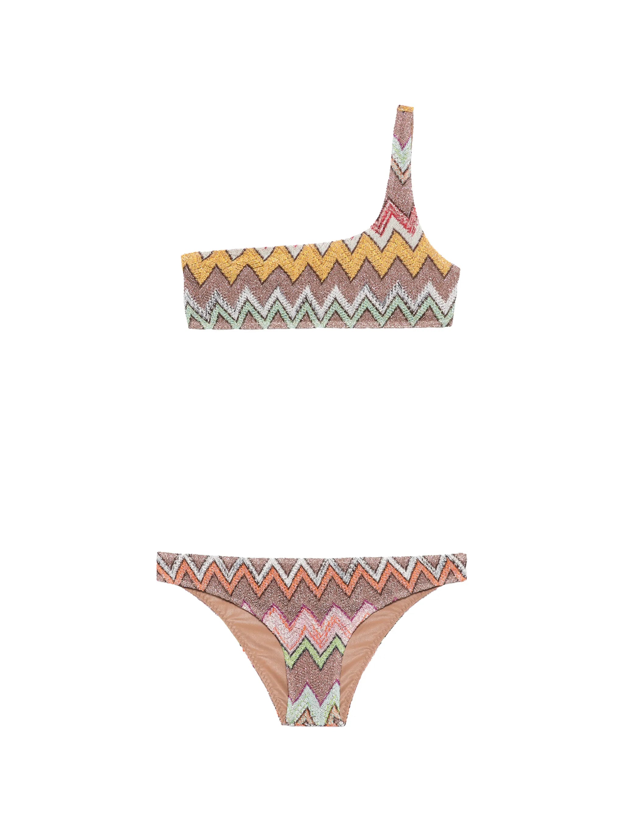 zigzag one-shoulder bikini