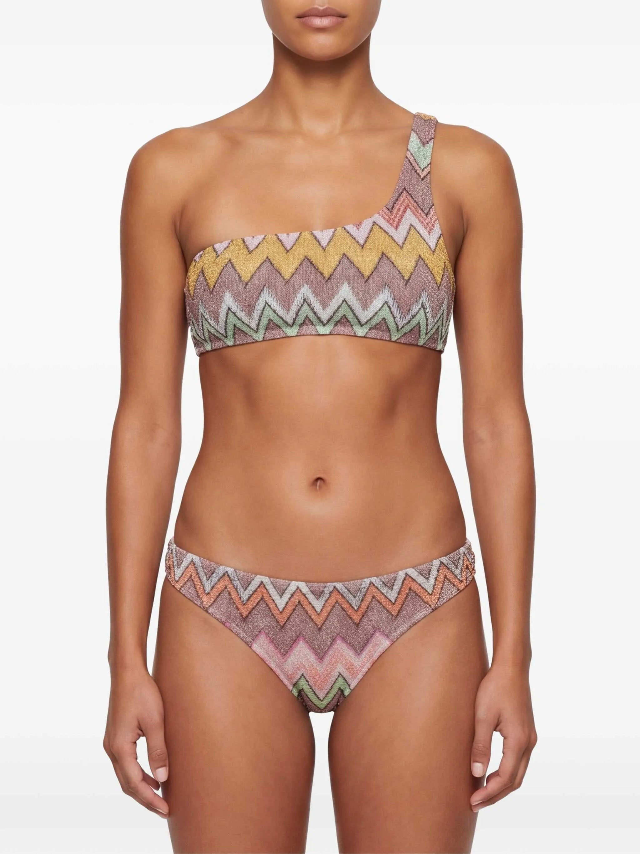 zigzag one-shoulder bikini
