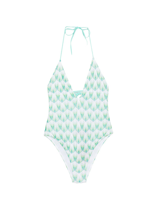 V-neck patterned swimsuit