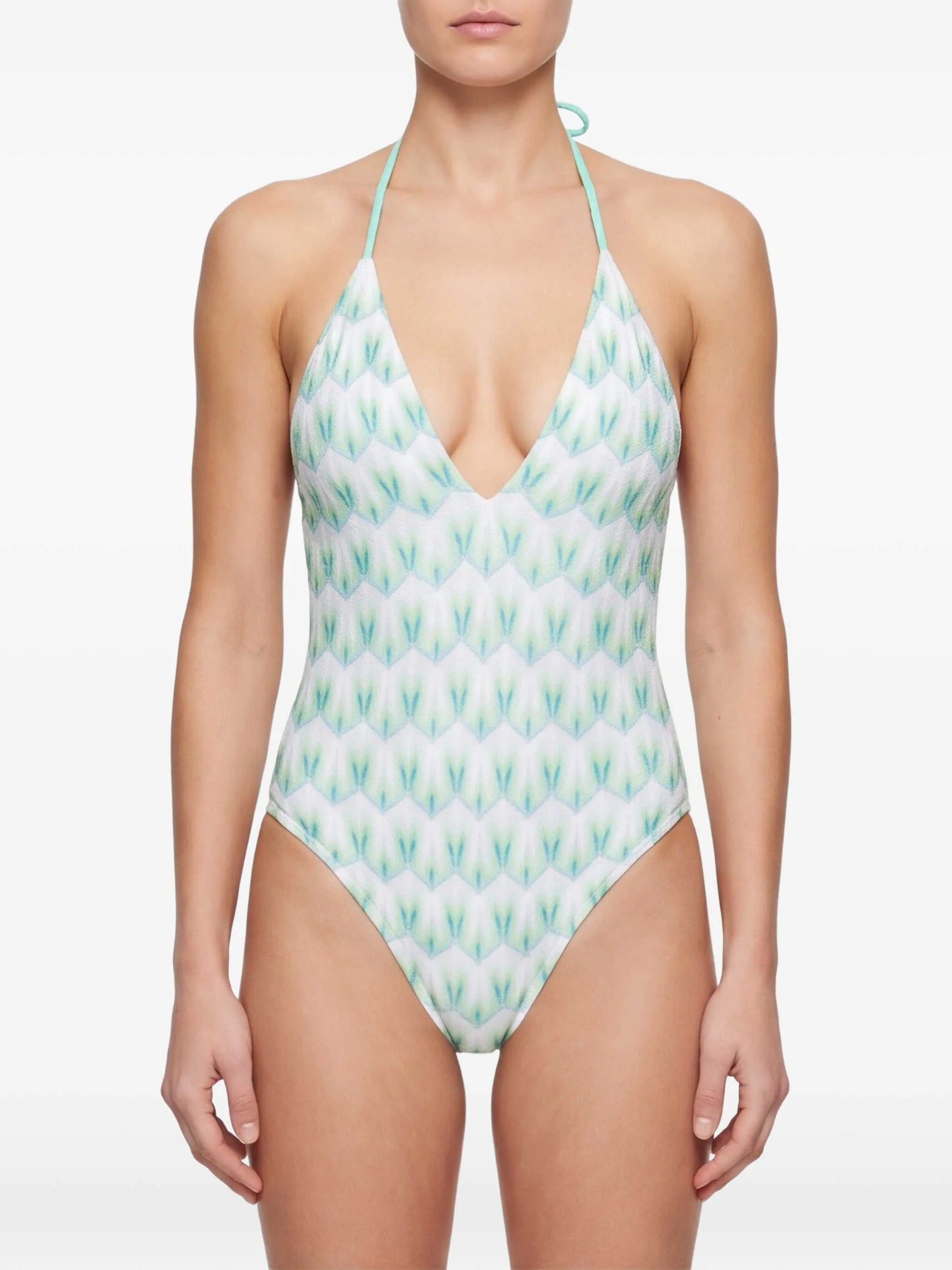 one-piece swimsuit in floral-pattern viscose