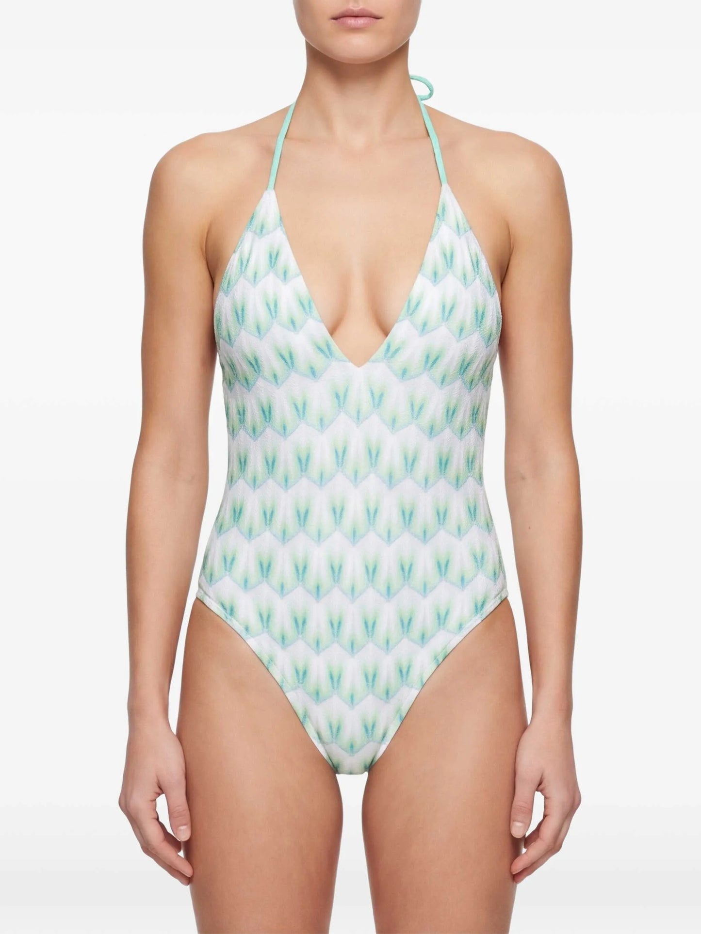 one-piece swimsuit in floral-pattern viscose