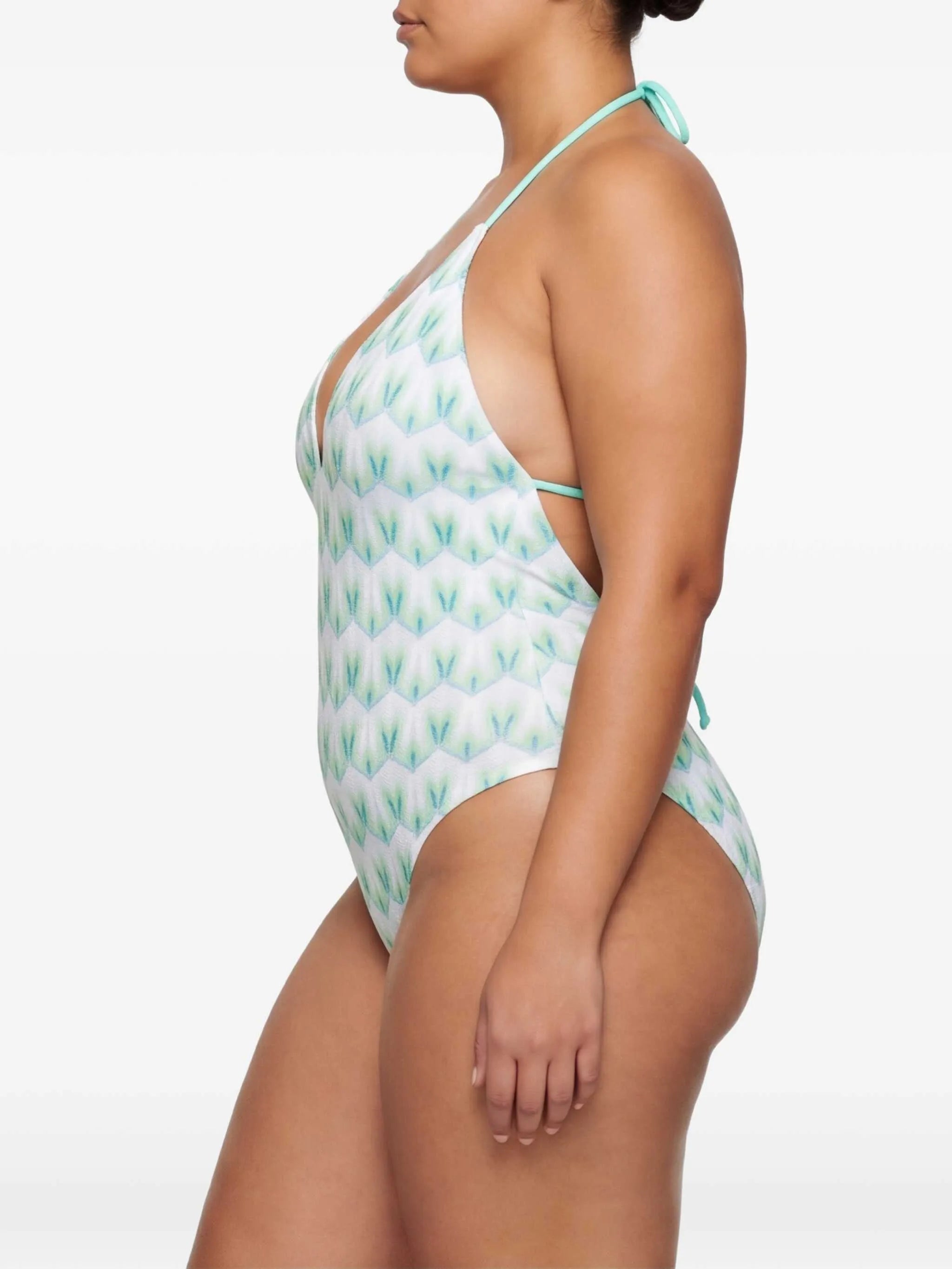 V-neck patterned swimsuit