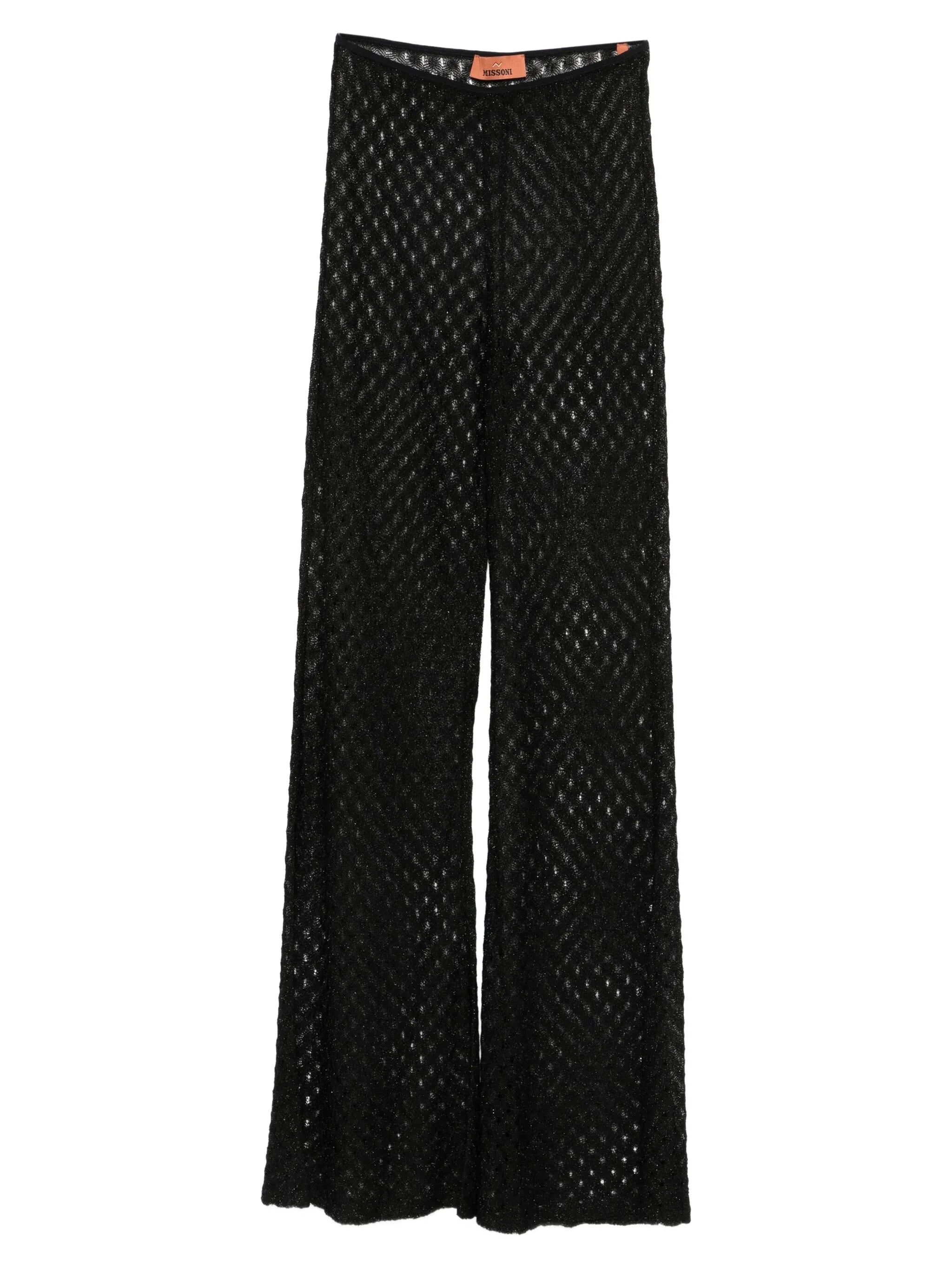 crochet-knit sheer trousers