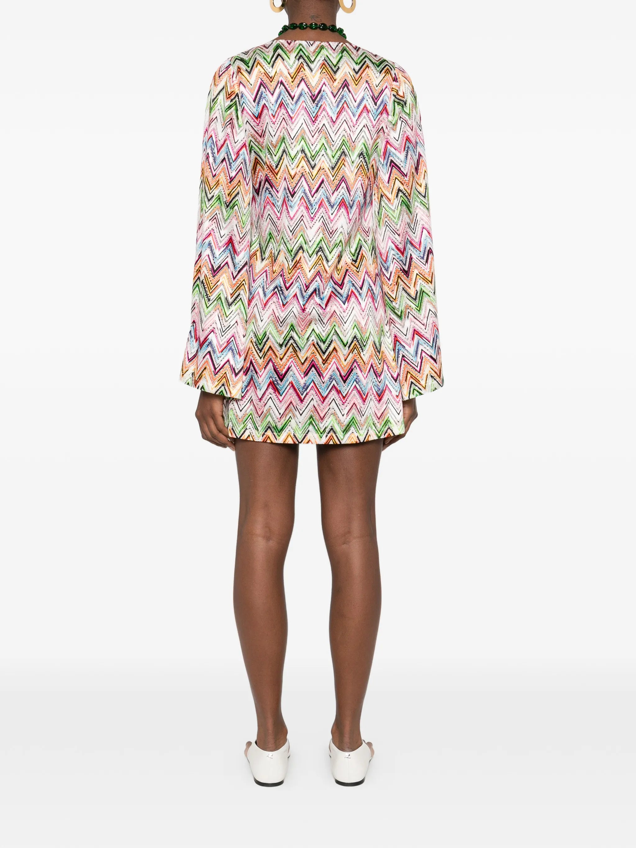 V-neck zig-zag mini dress