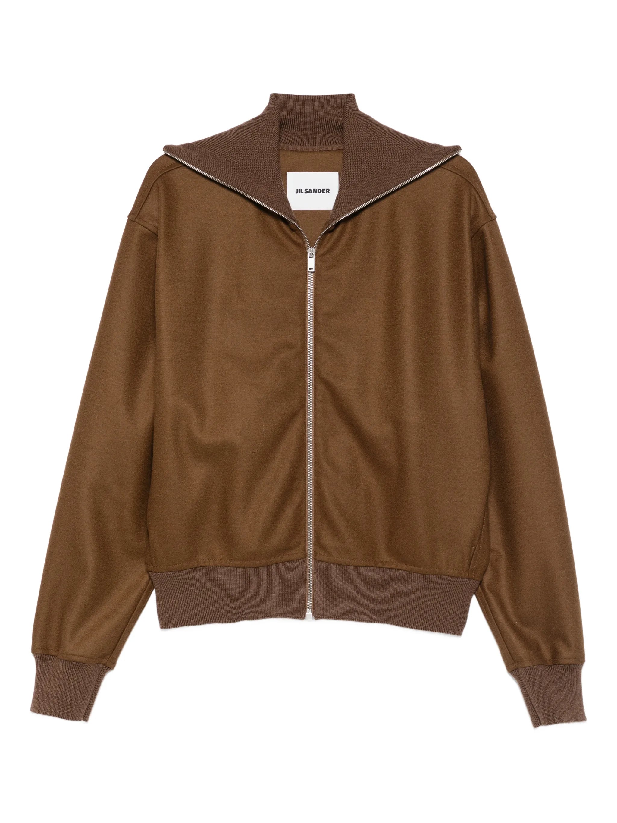 zip-up ribbed bomber jacket