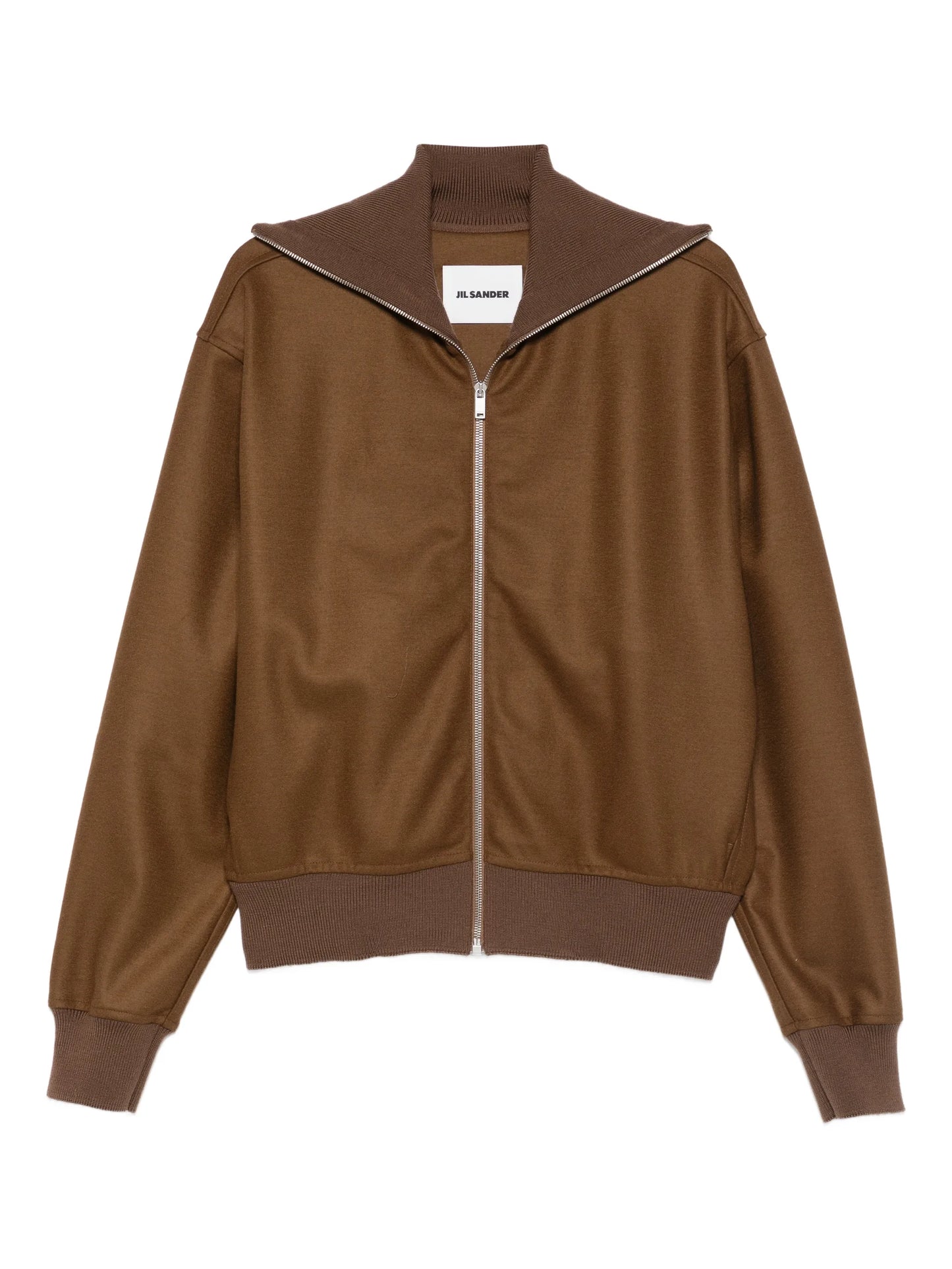 zip-up ribbed bomber jacket