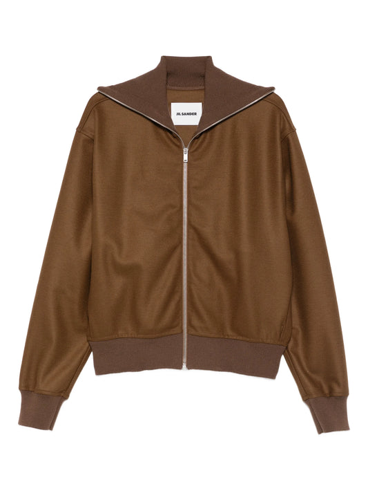 zip-up ribbed bomber jacket