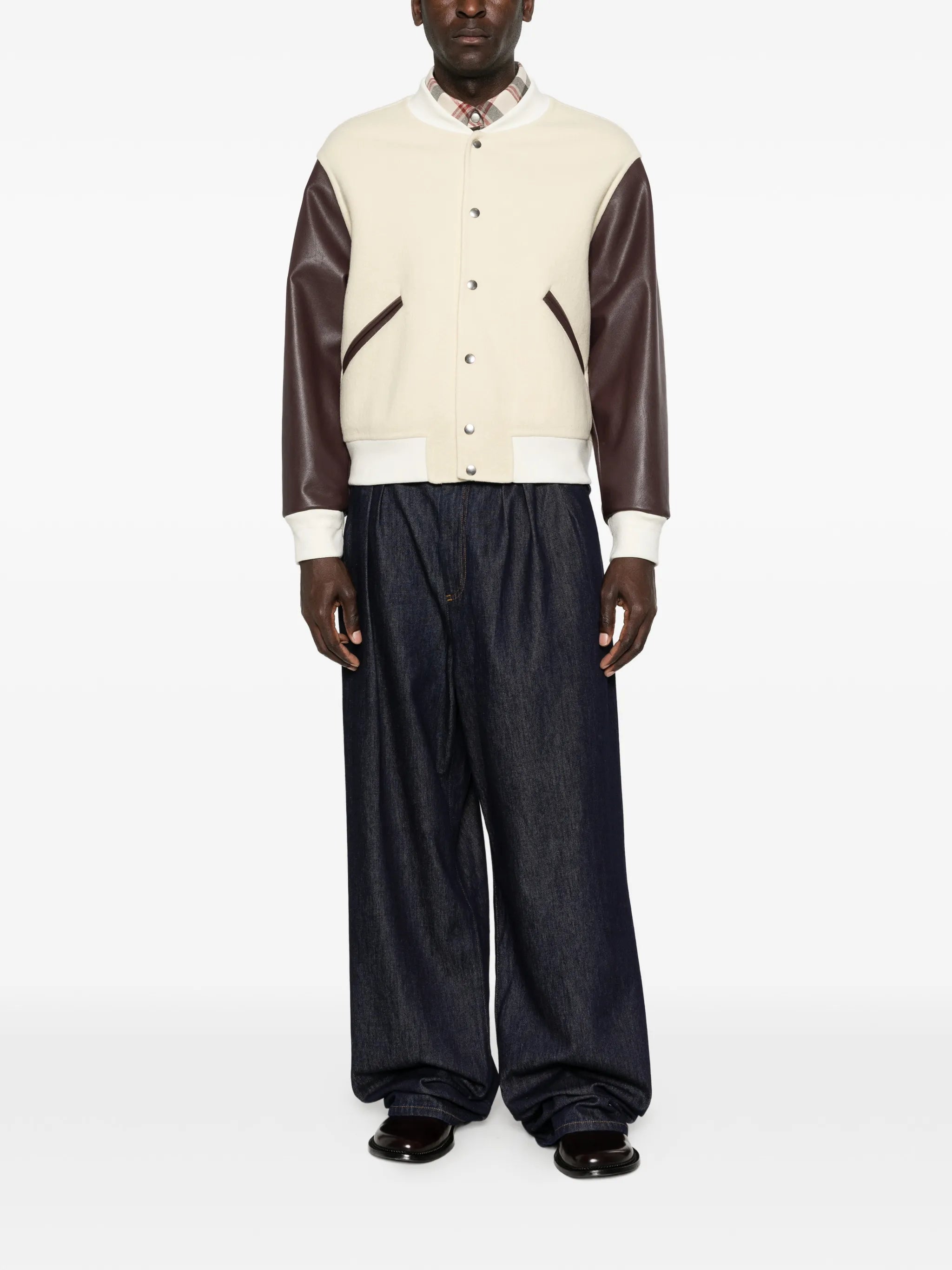 contrast-sleeve bomber jacket