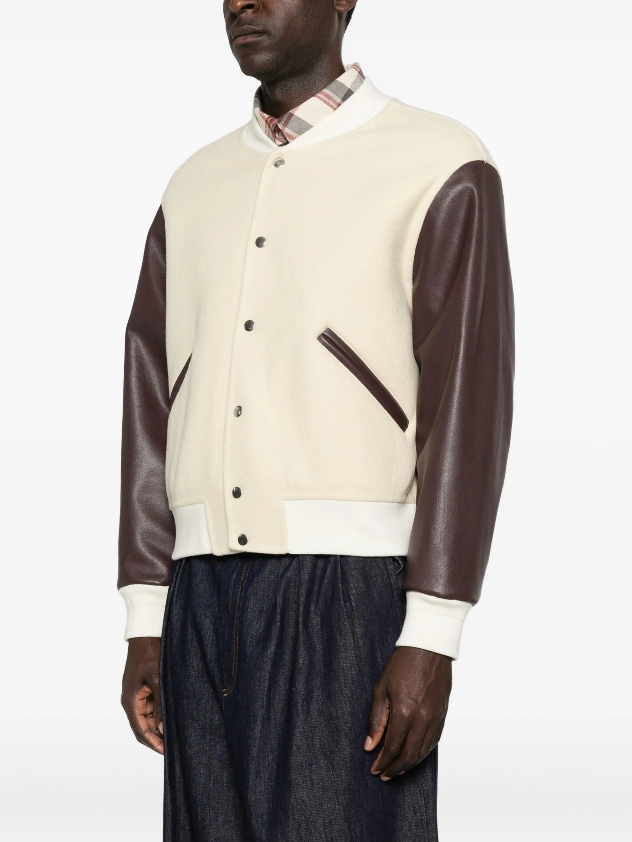 contrast-sleeve bomber jacket