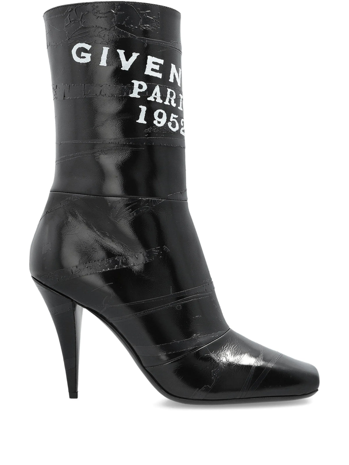sliced square givenchy tape ankle boots in leather