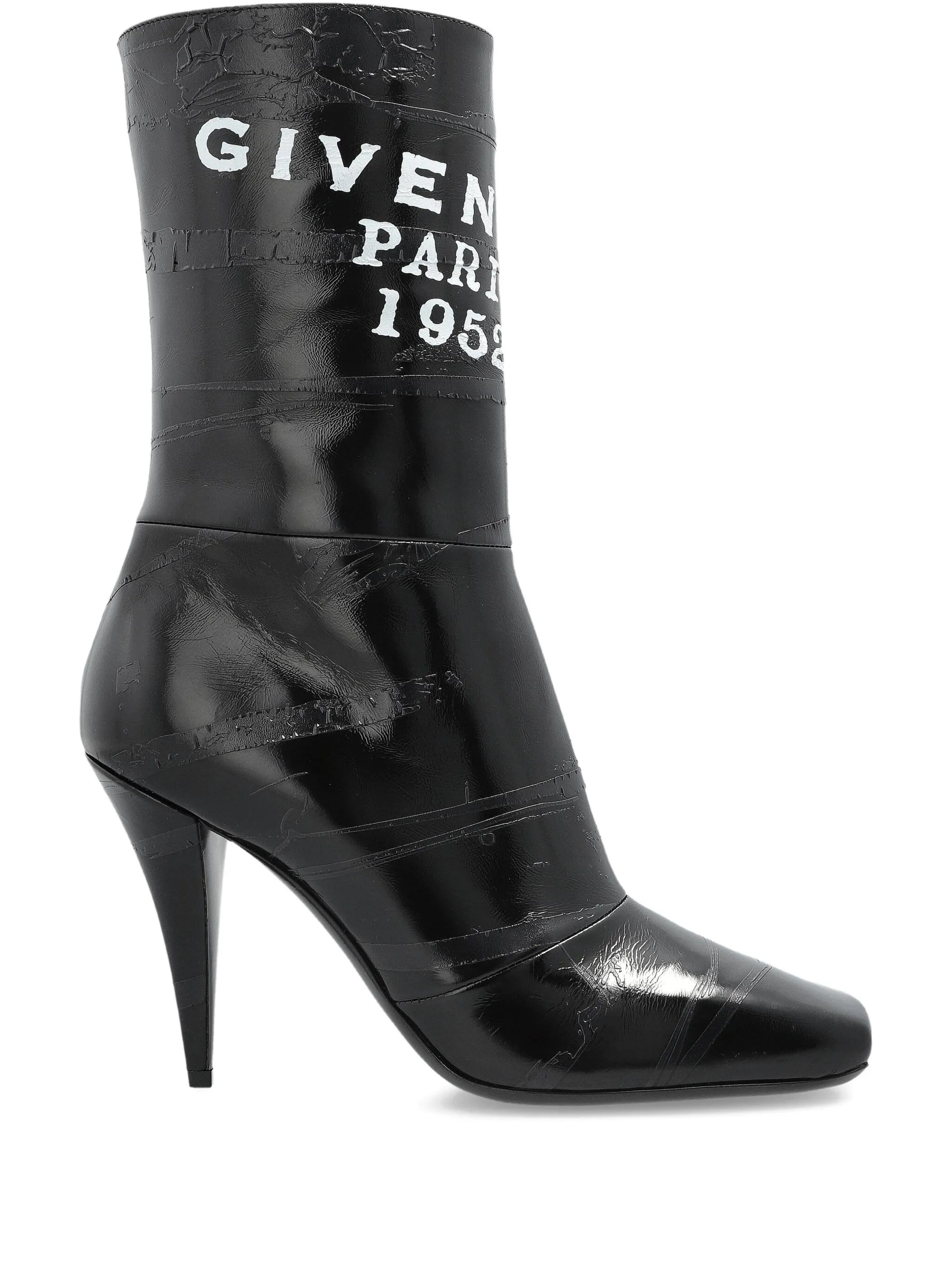 logo-print leather boots