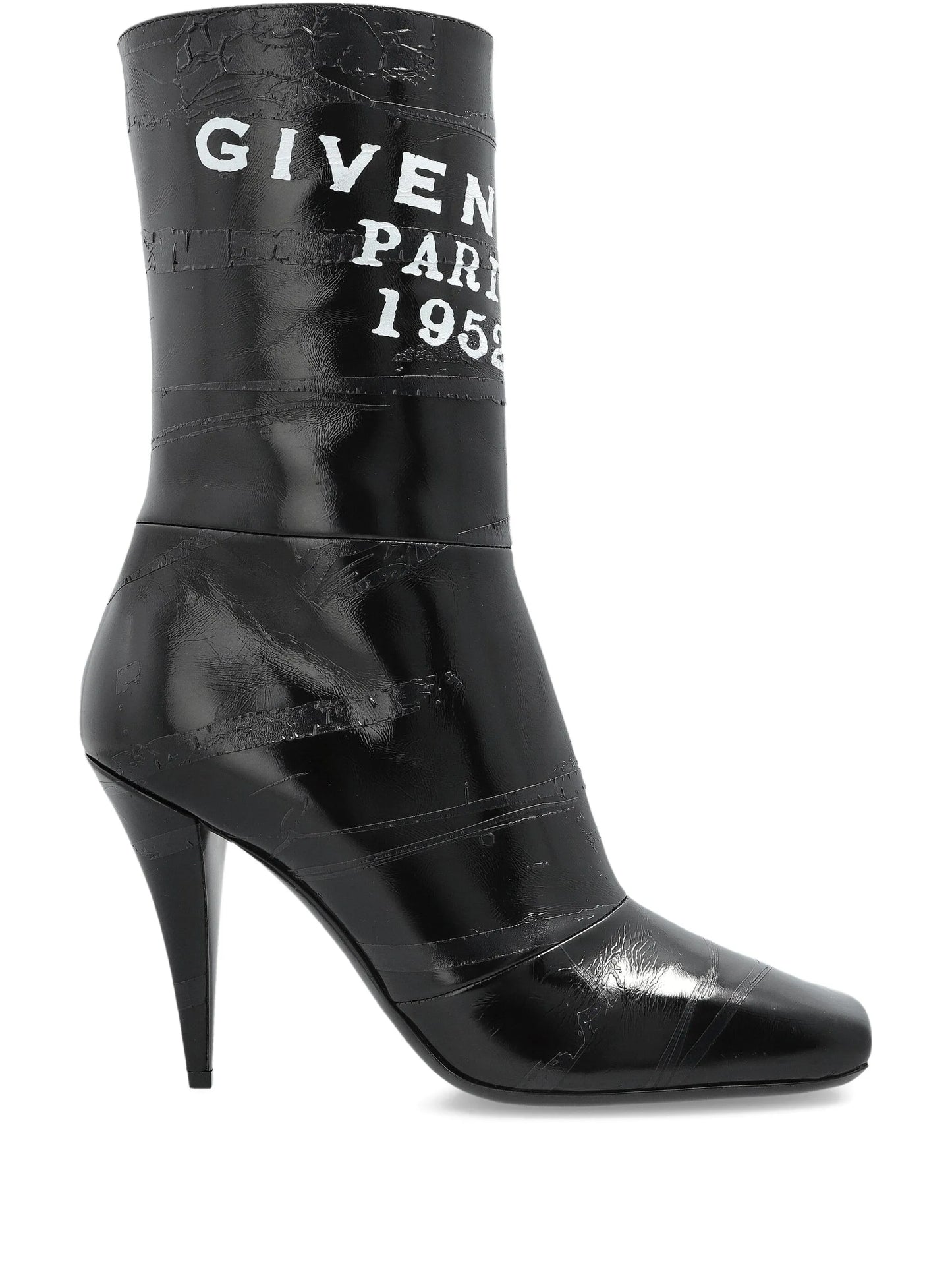 logo-print leather boots