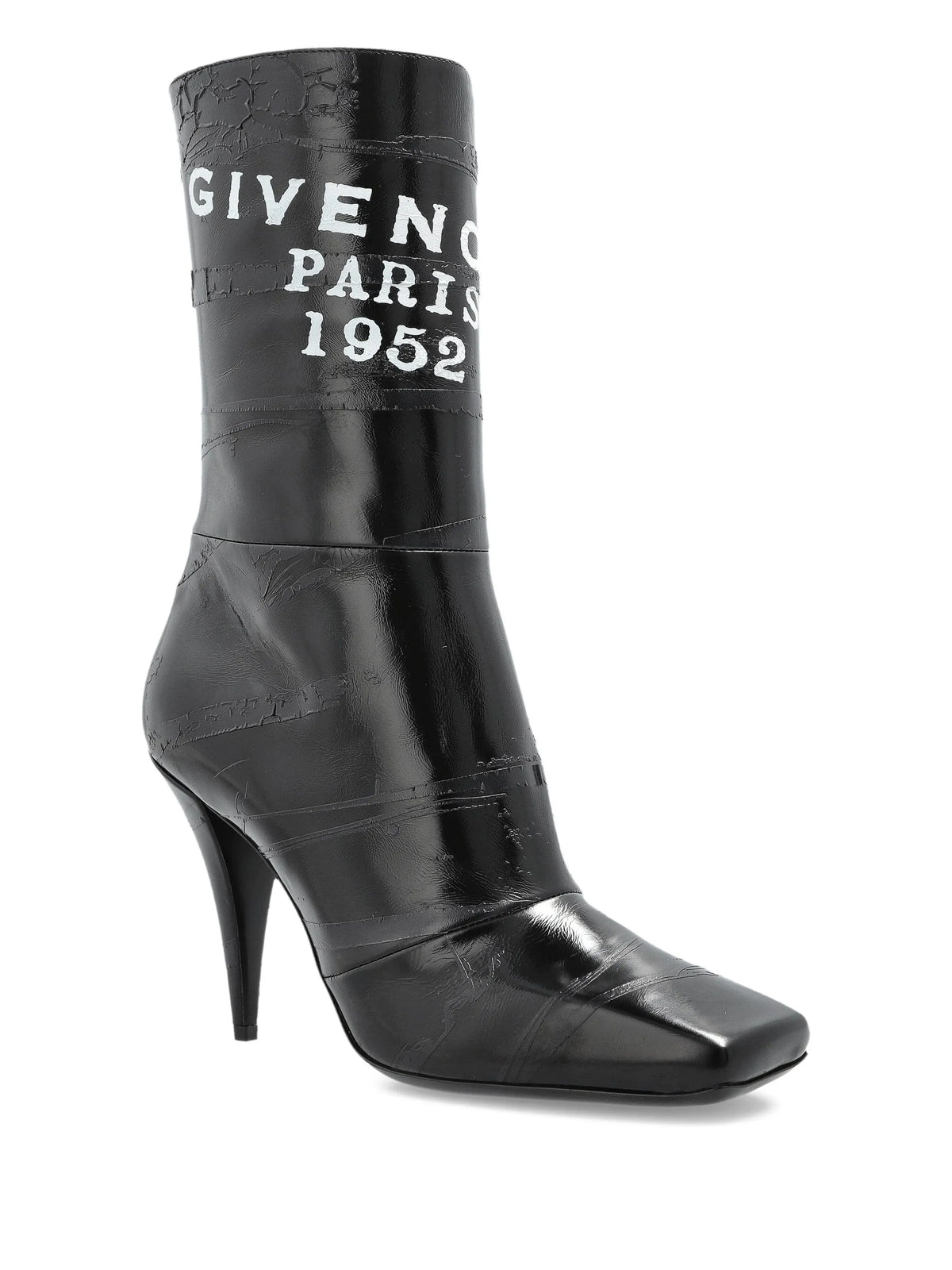 sliced square givenchy tape ankle boots in leather