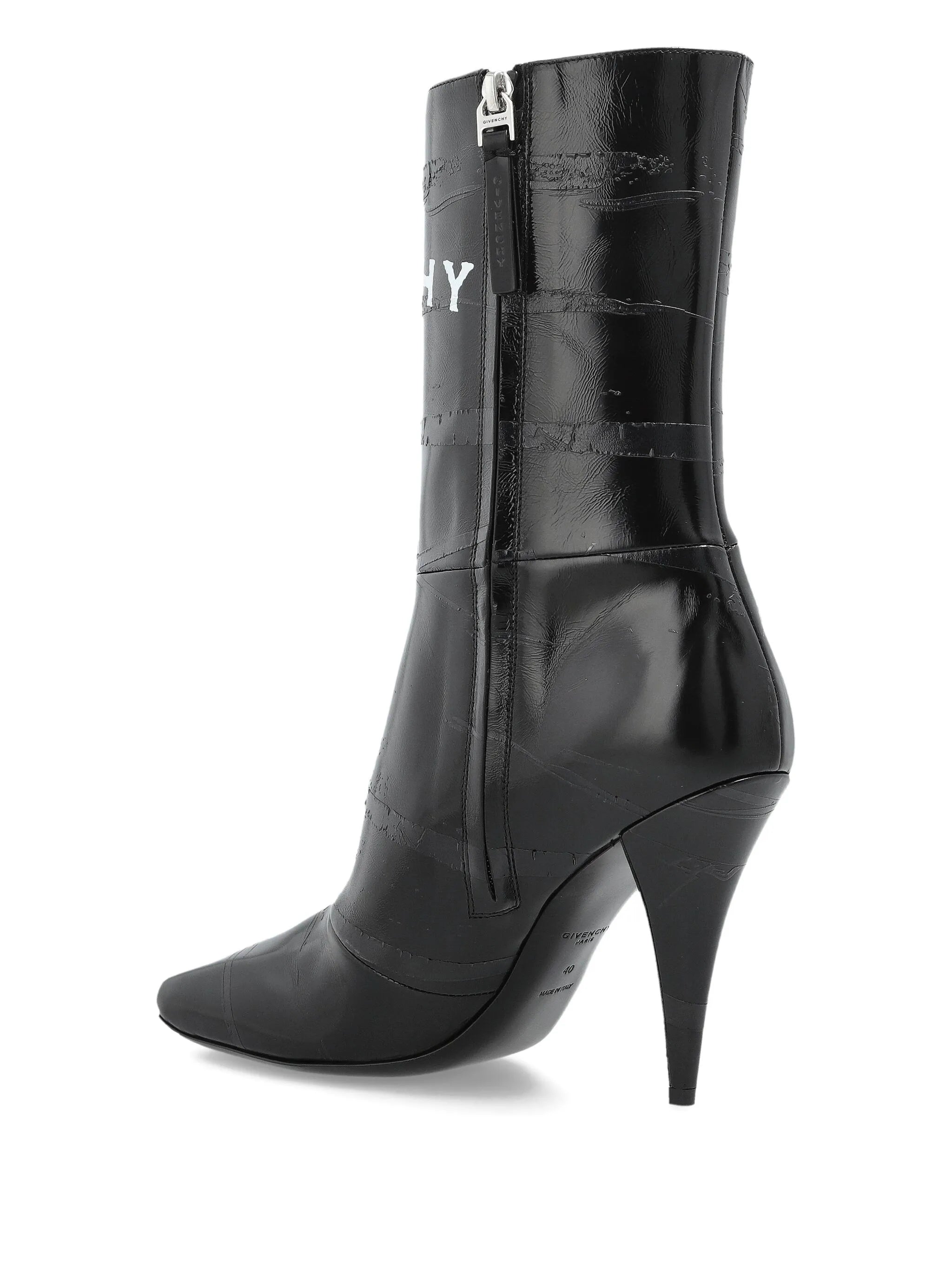 sliced square givenchy tape ankle boots in leather
