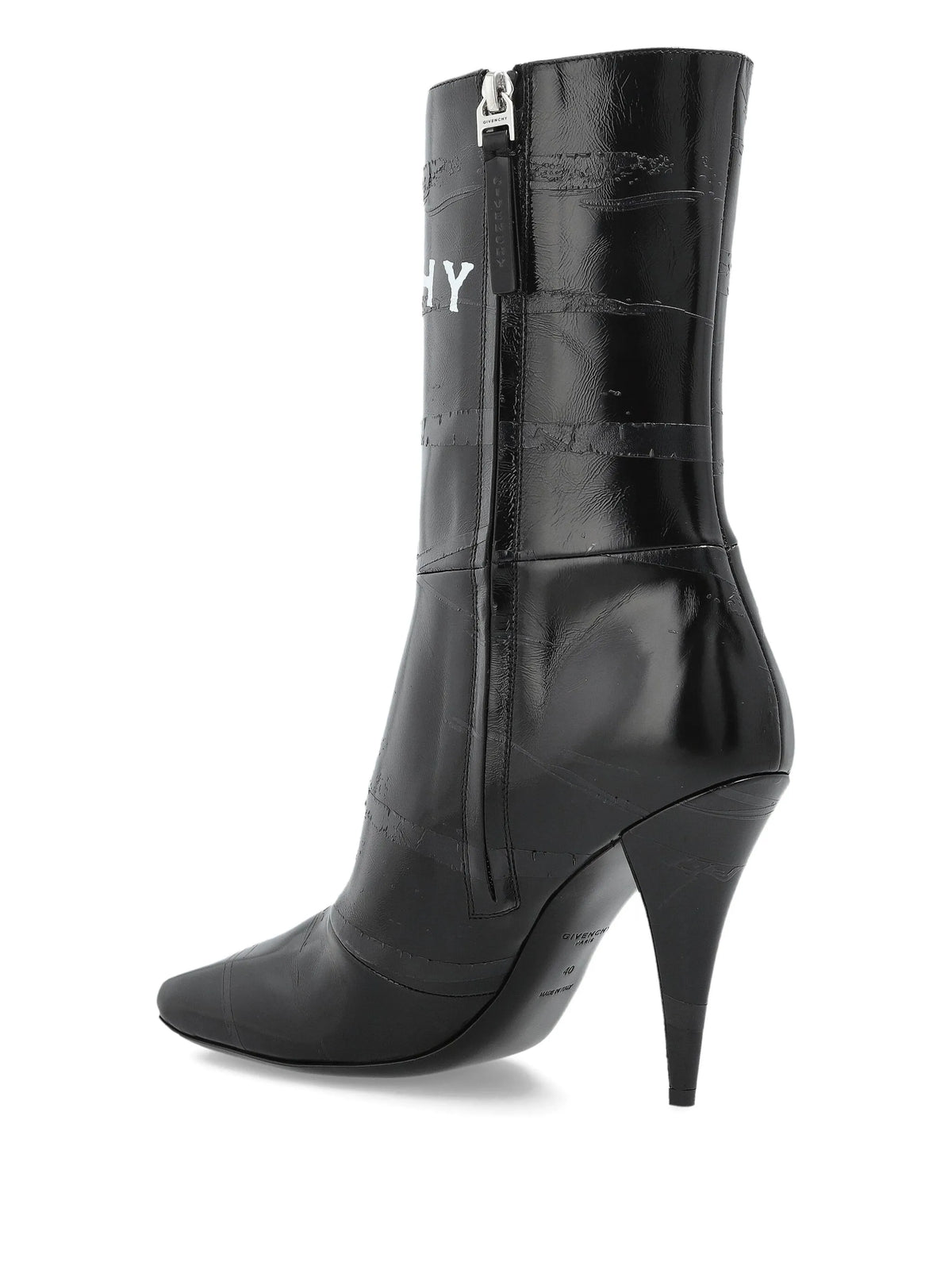 sliced square givenchy tape ankle boots in leather