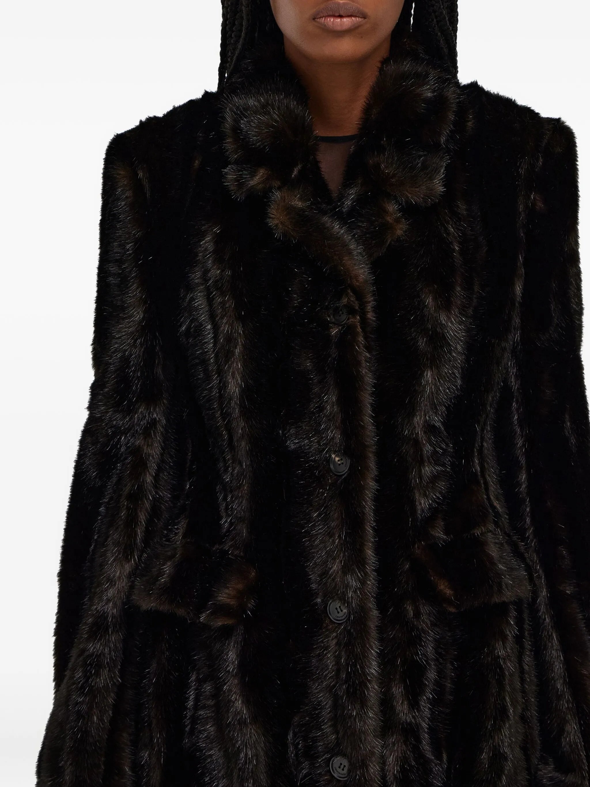 mink-effect single-breasted coat