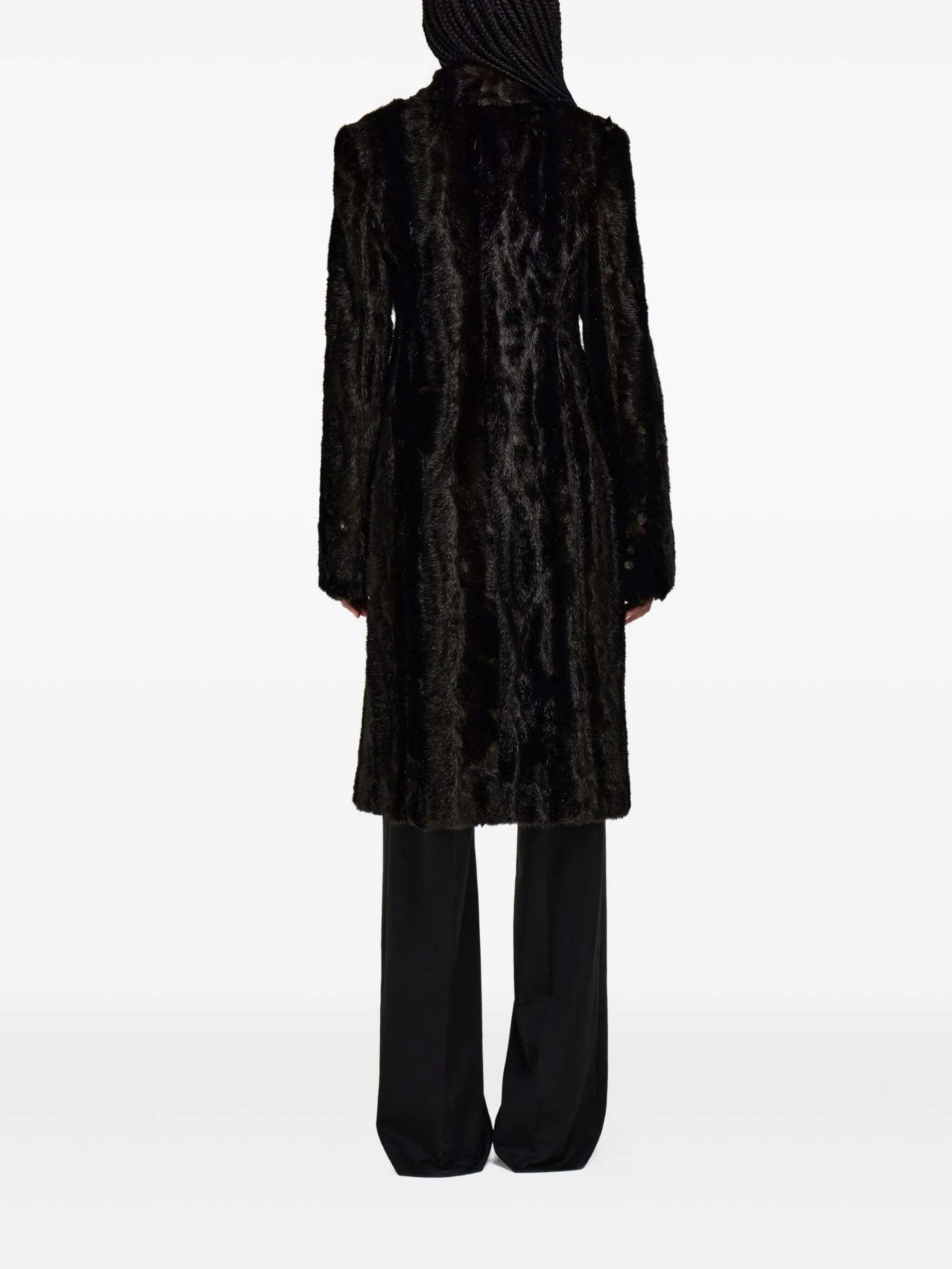 mink-effect single-breasted coat