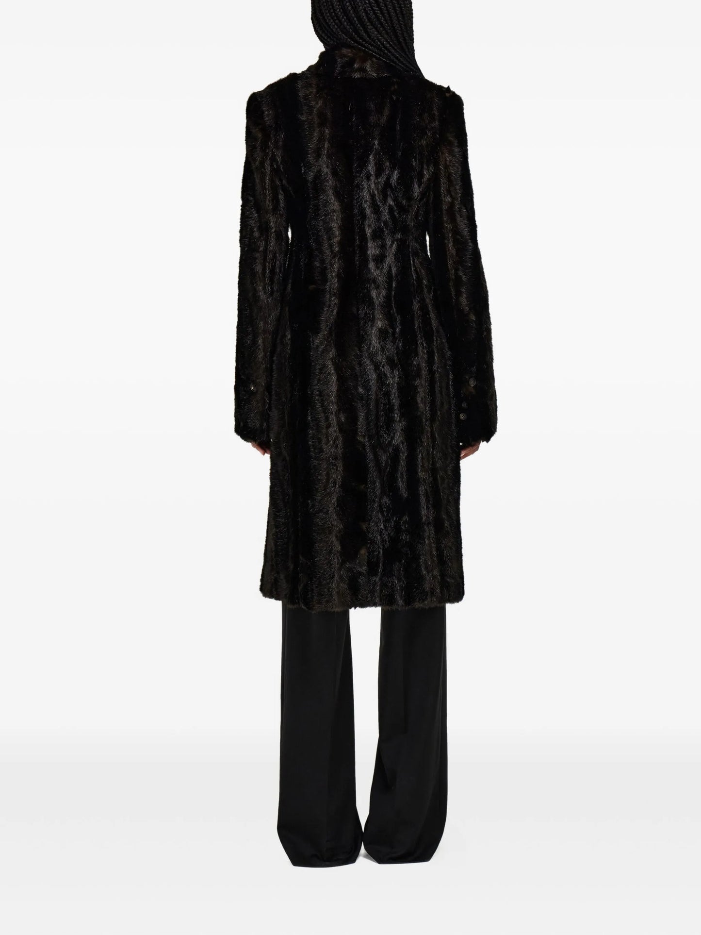 mink-effect single-breasted coat