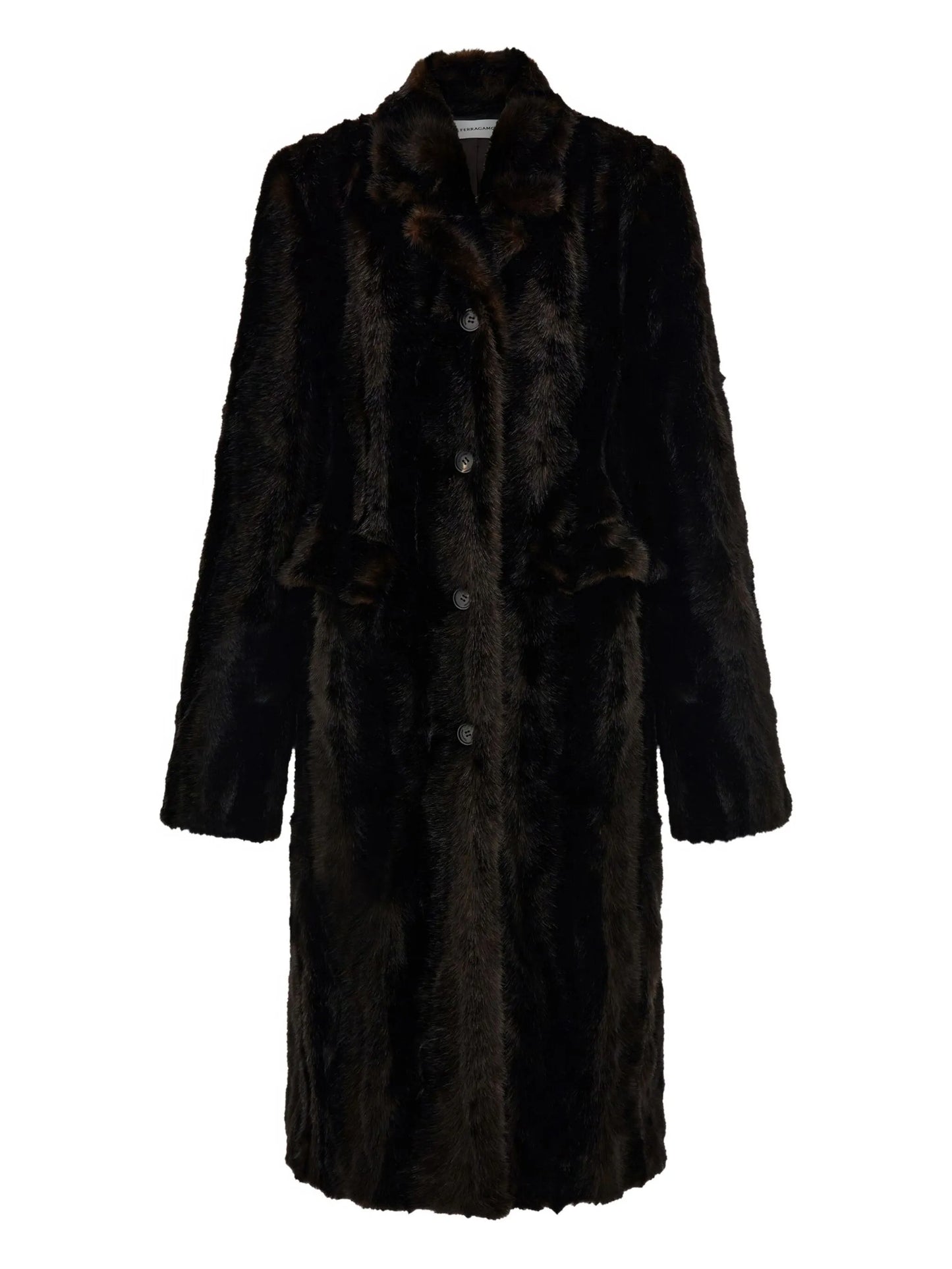 mink-effect single-breasted coat