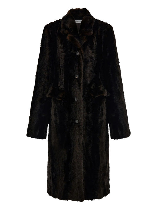 mink-effect single-breasted coat