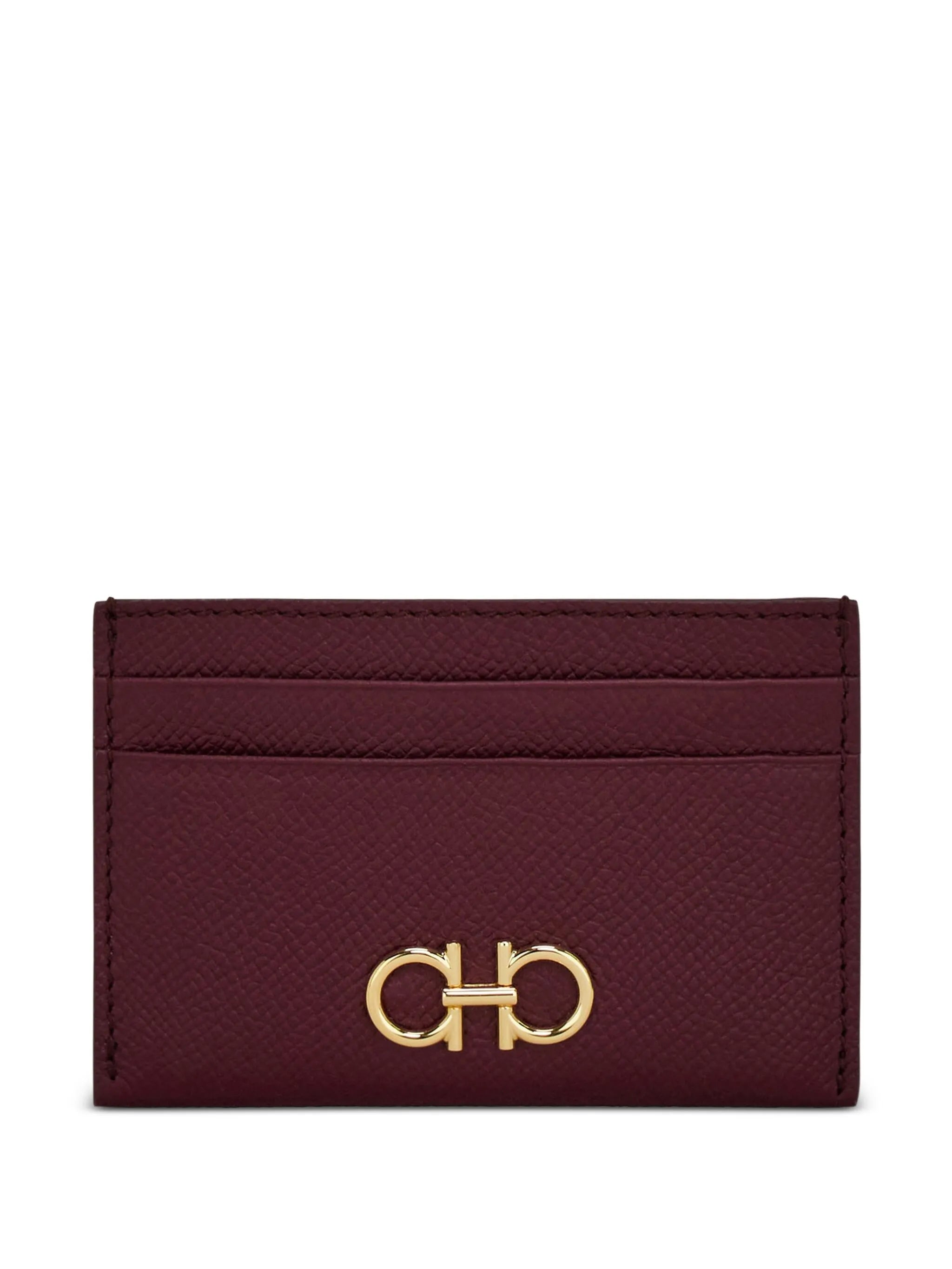 Gancini leather card holder