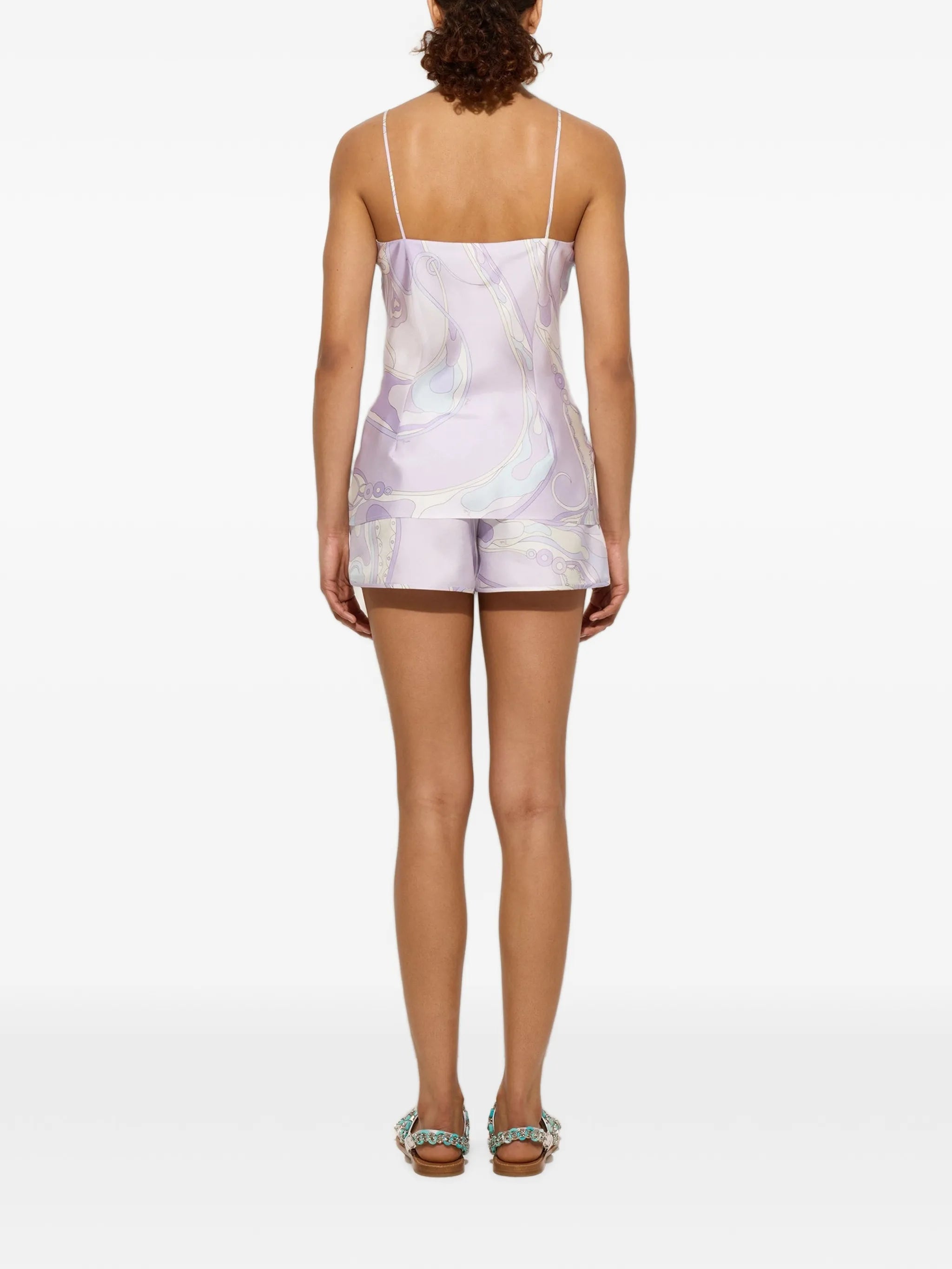 Orchidee-print silk top