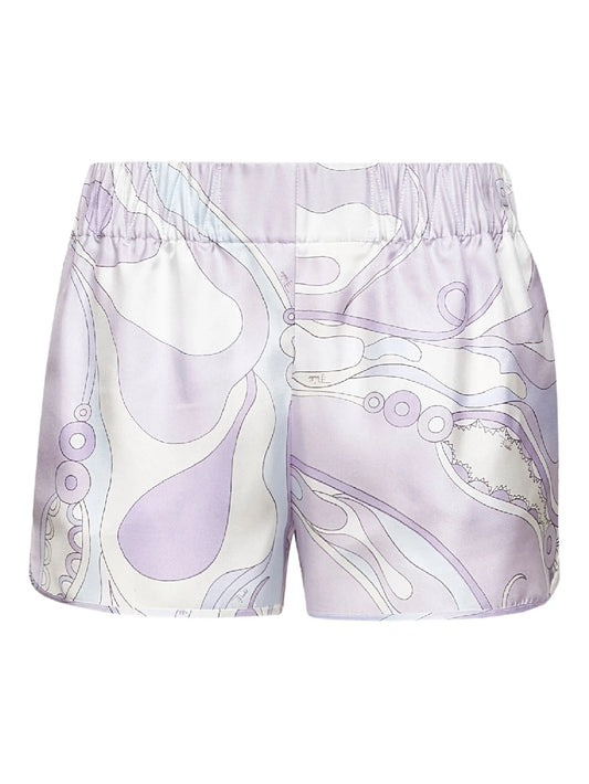elasticated-waistband Orchidee-print shorts