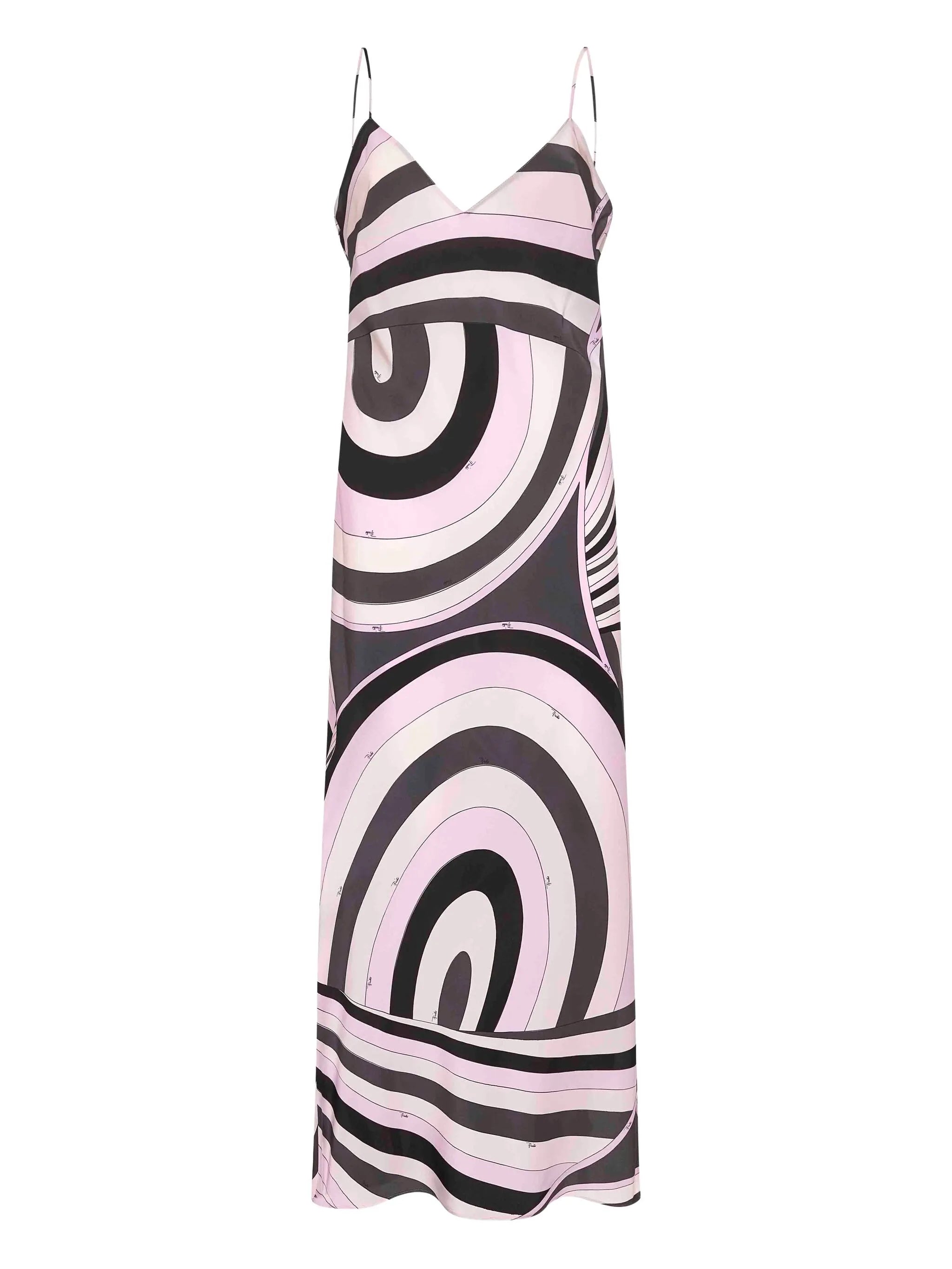 wave-print slip dress