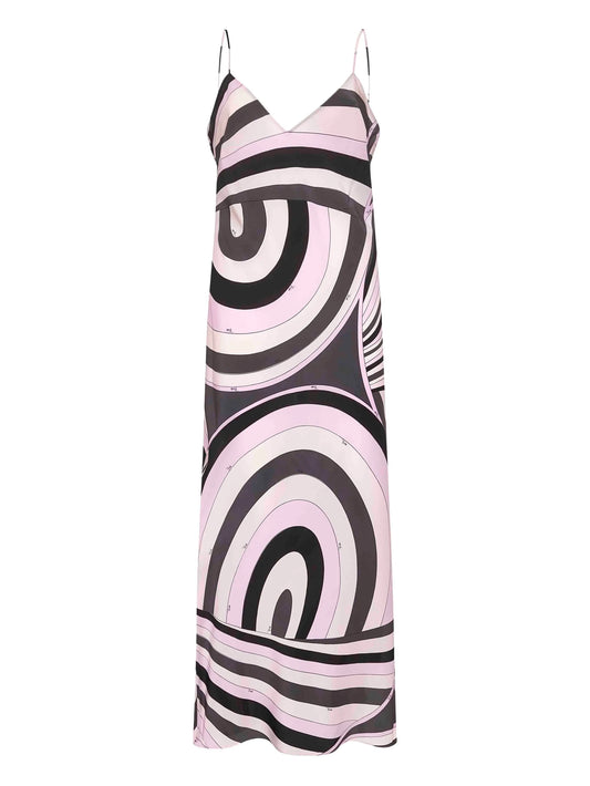 wave-print slip dress