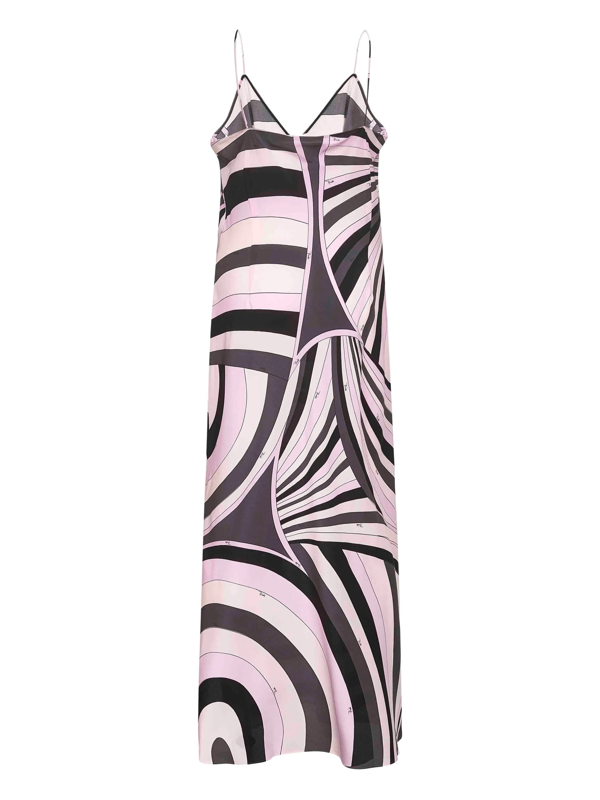 wave-print slip dress