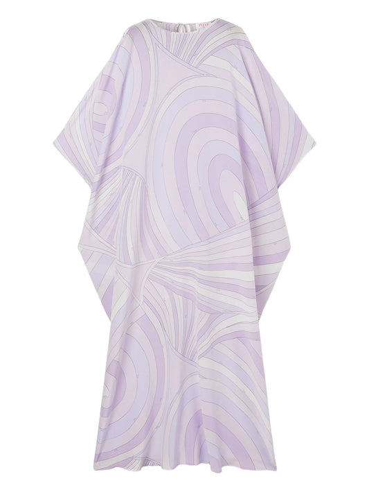 wave-print kaftan