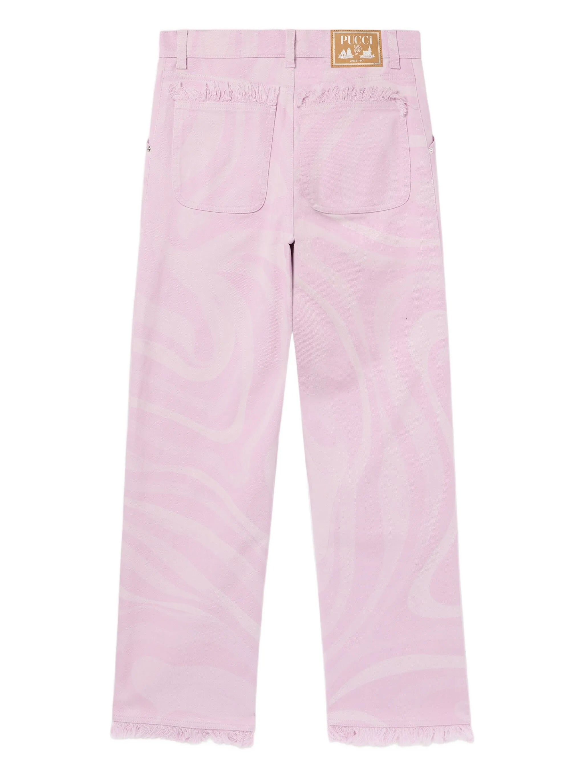 Marmo print wide leg denim