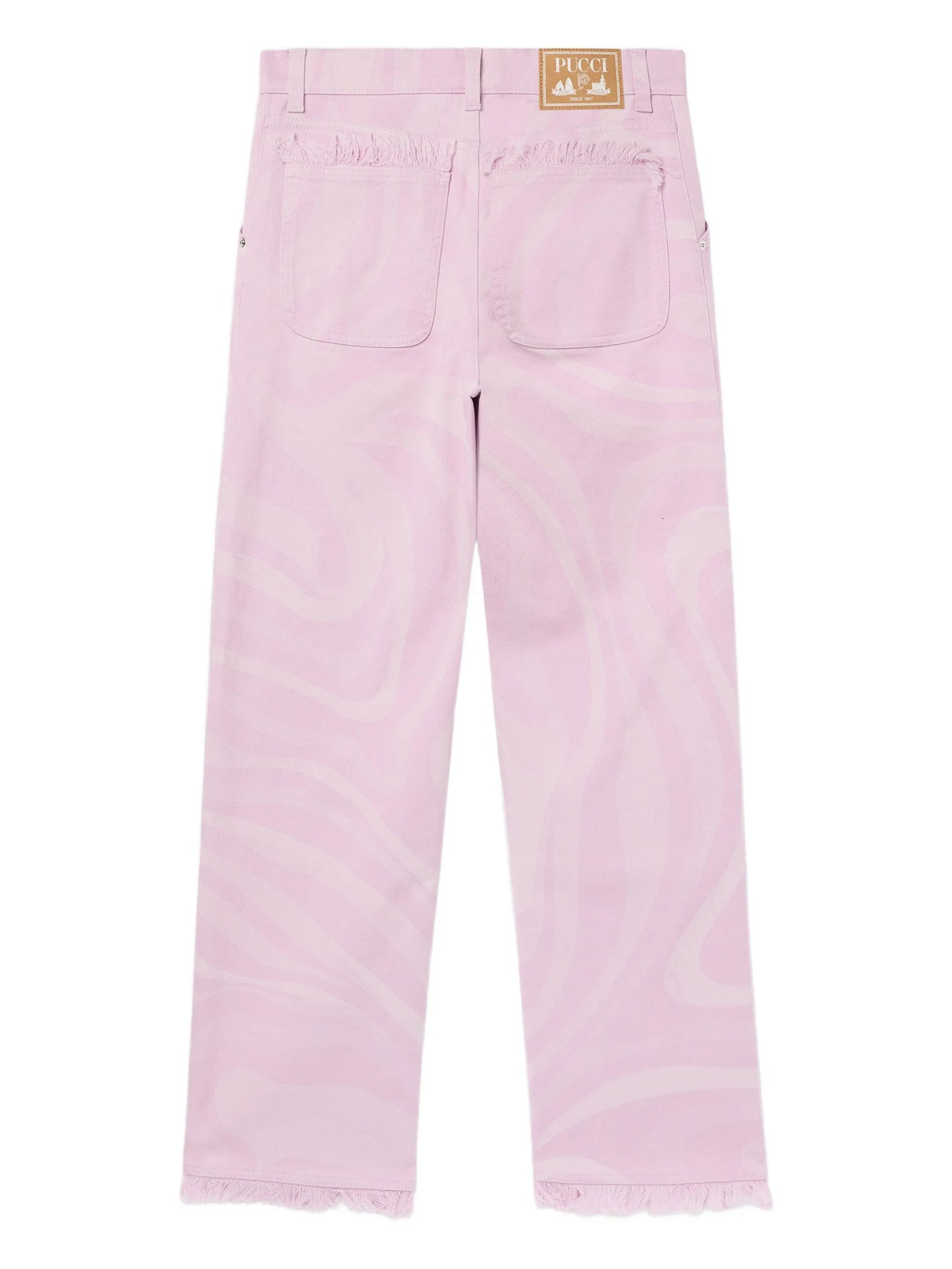 Marmo print wide leg denim